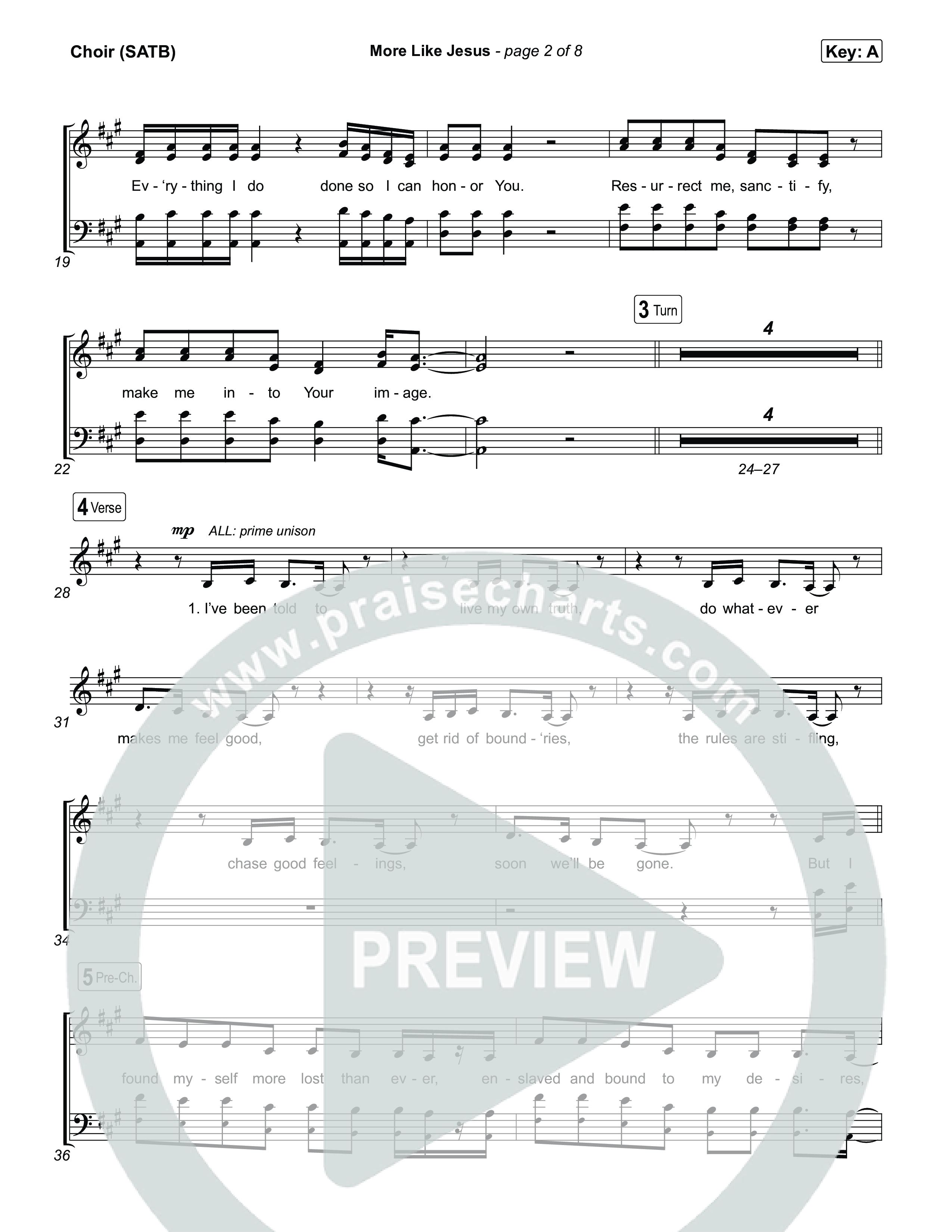 More Like Jesus Choir Sheet (SATB) (One Voice INT)