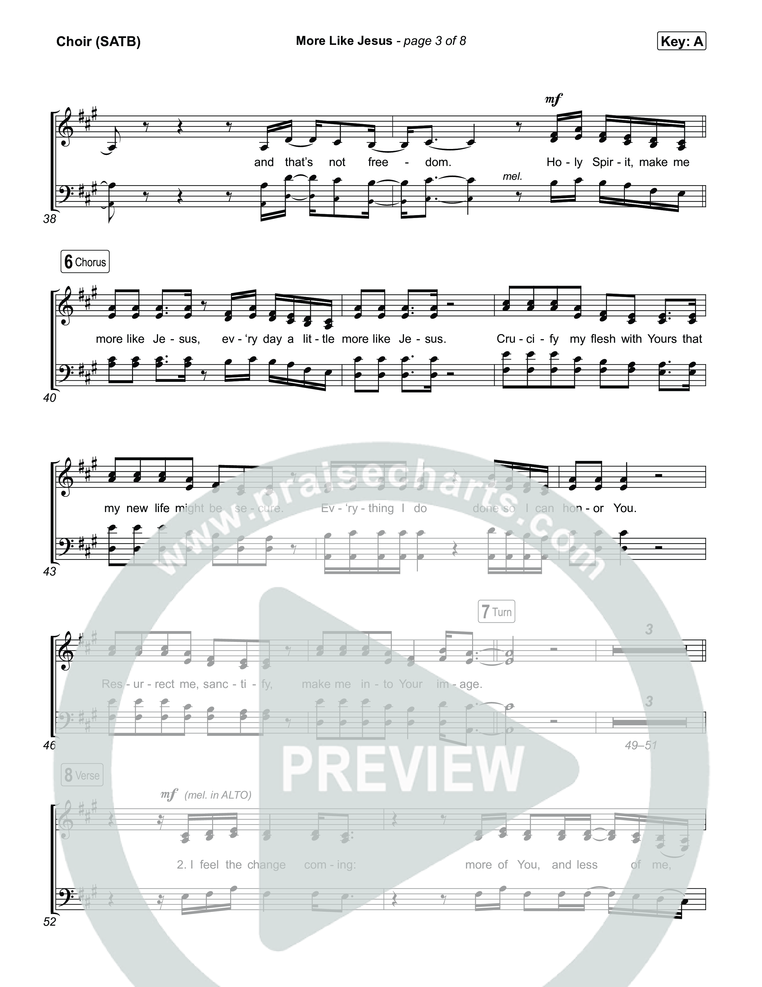 More Like Jesus Choir Sheet (SATB) (One Voice INT)