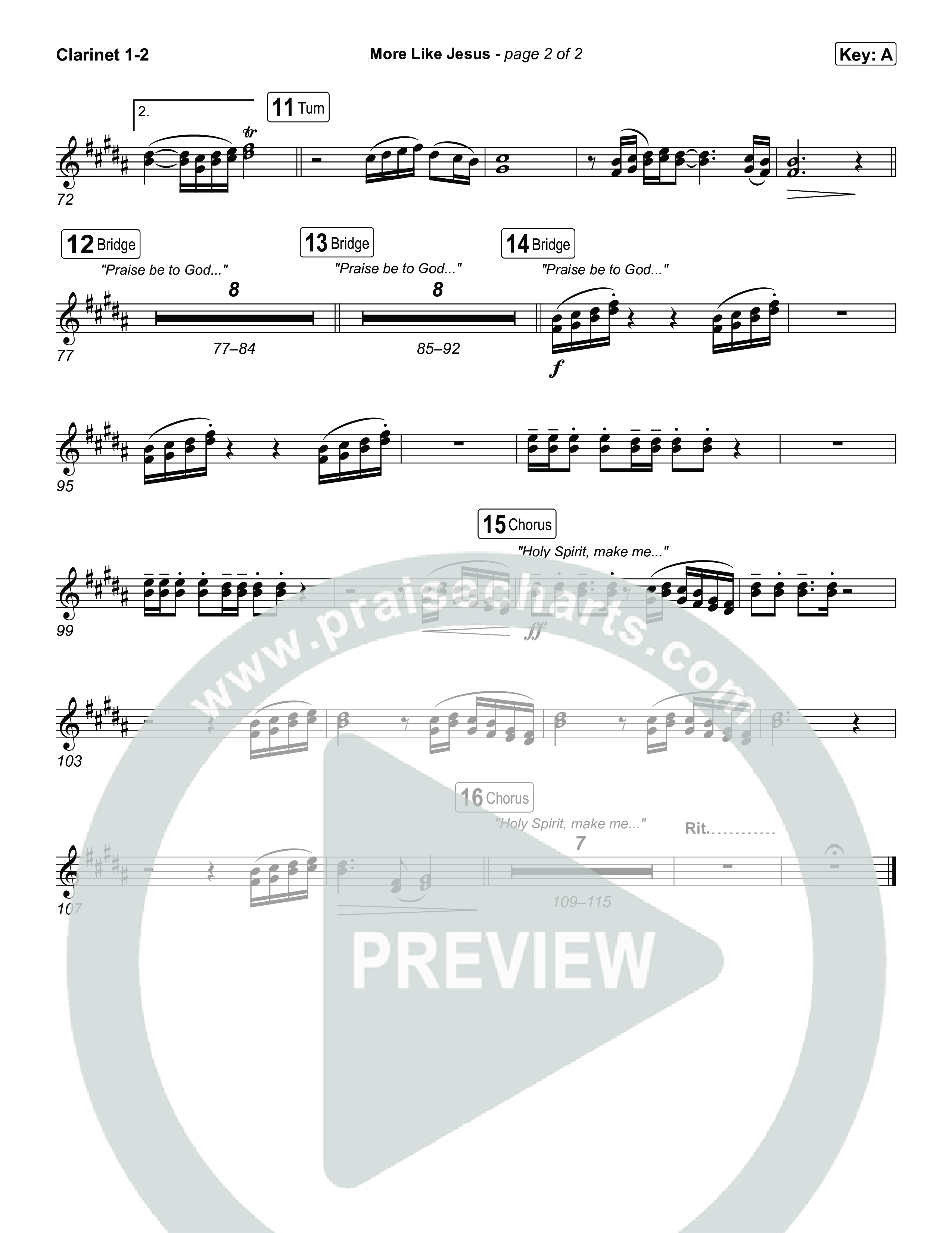 More Like Jesus Clarinet 1/2 (One Voice INT)