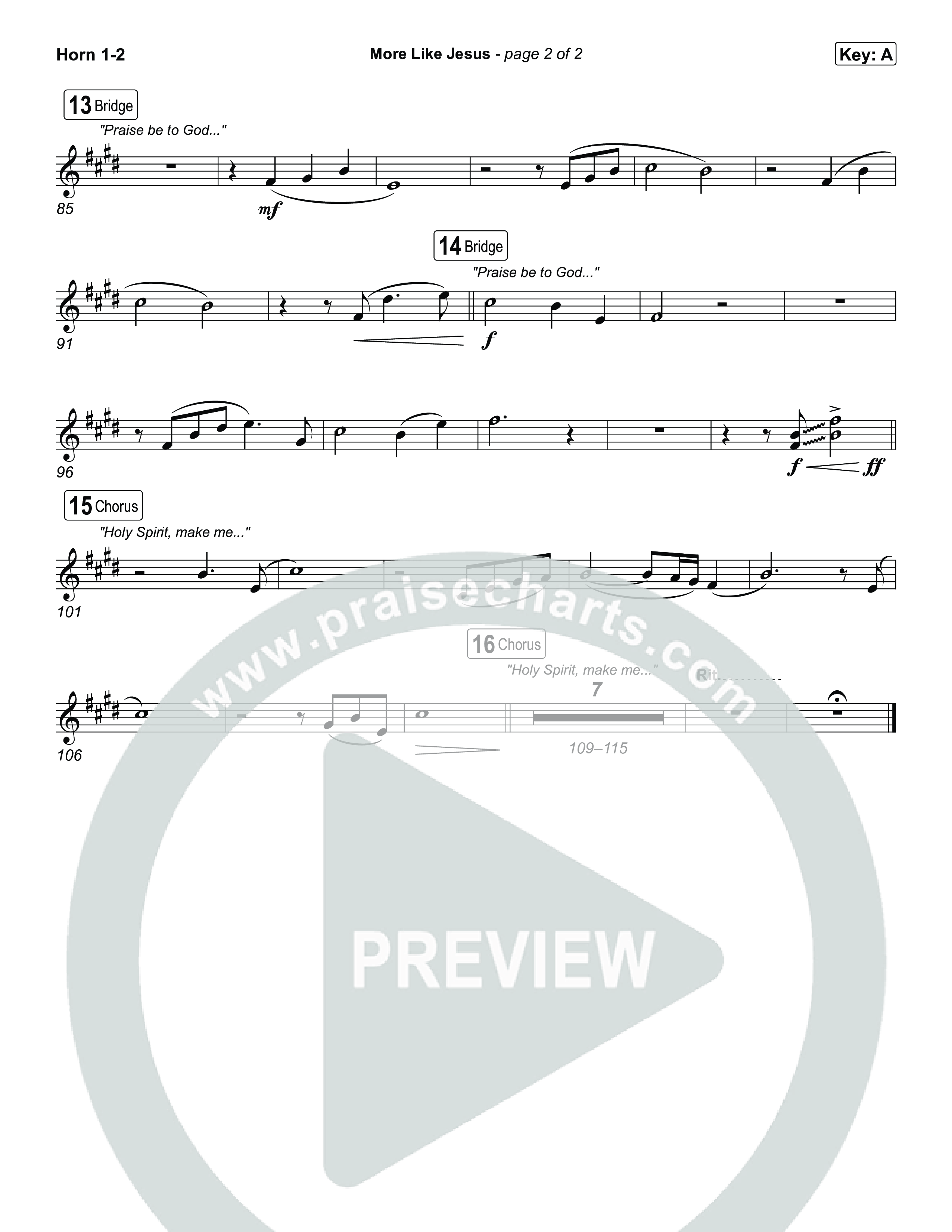 More Like Jesus French Horn 1,2 (One Voice INT)