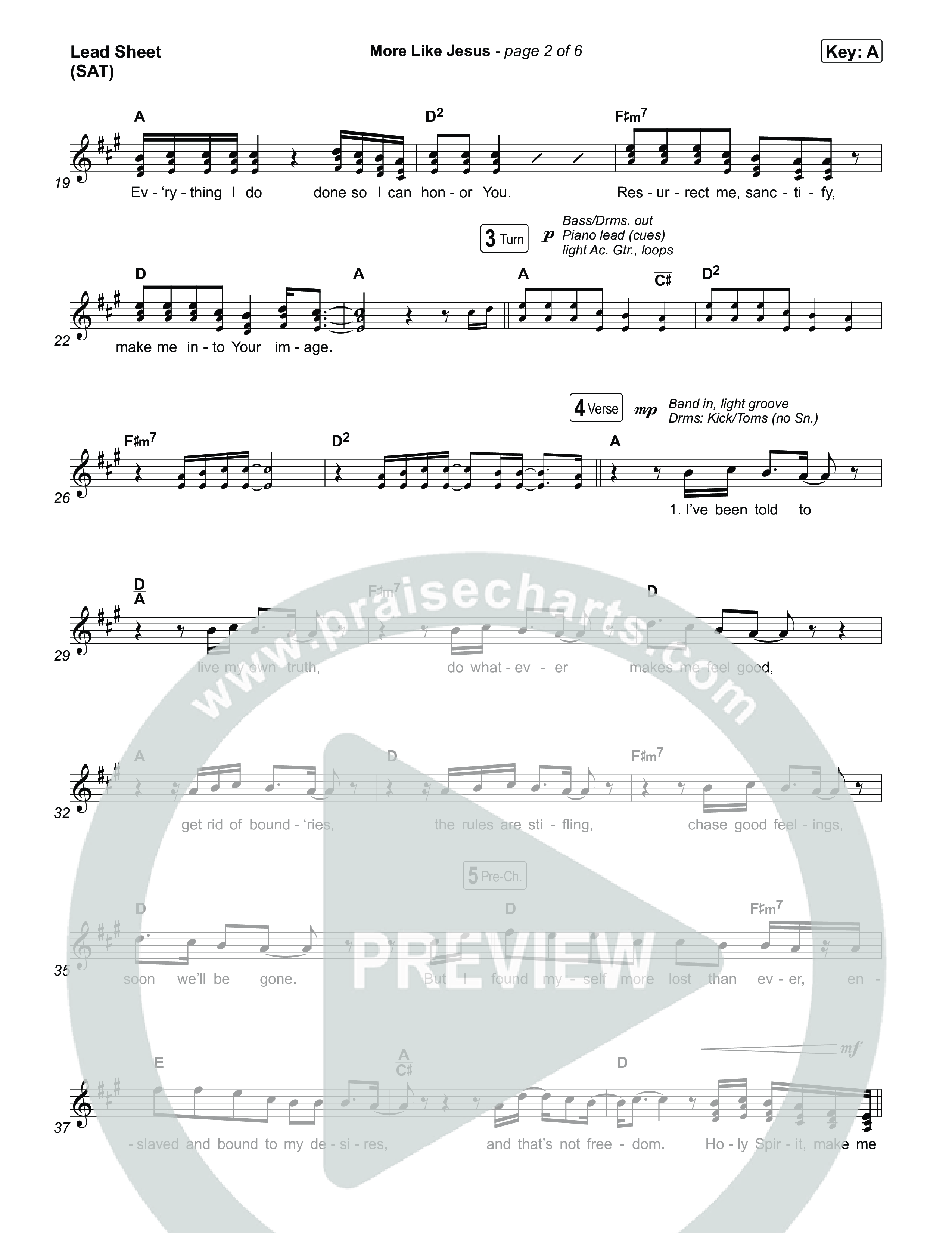 More Like Jesus Lead Sheet (SAT) (One Voice INT)