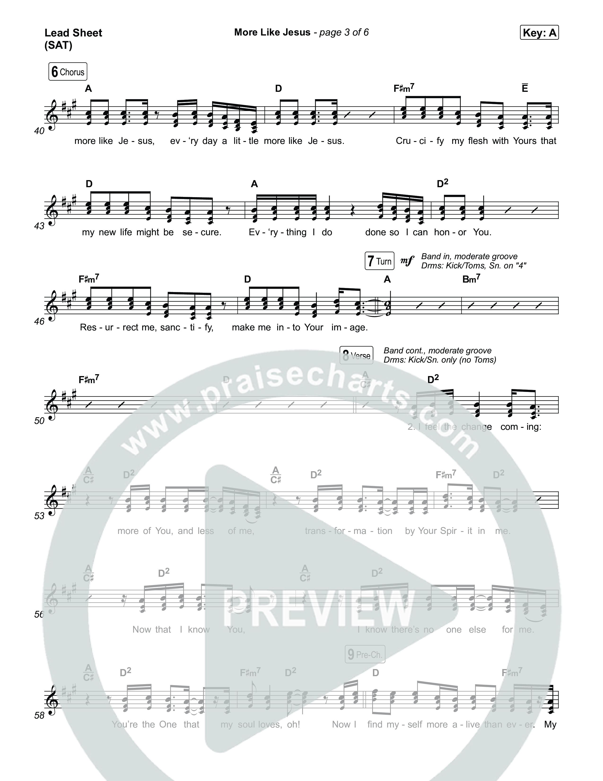 More Like Jesus Lead Sheet (SAT) (One Voice INT)