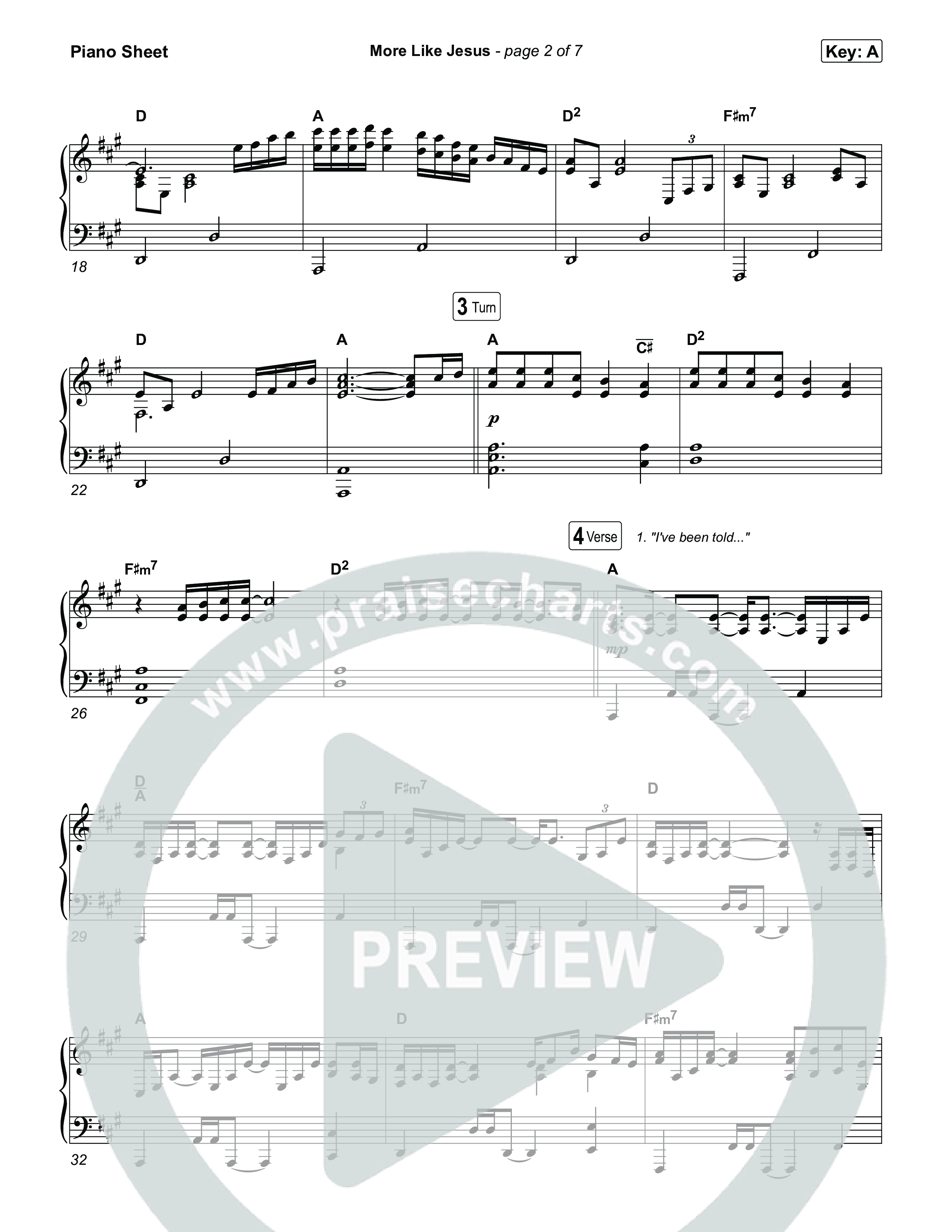 More Like Jesus Piano Sheet (One Voice INT)
