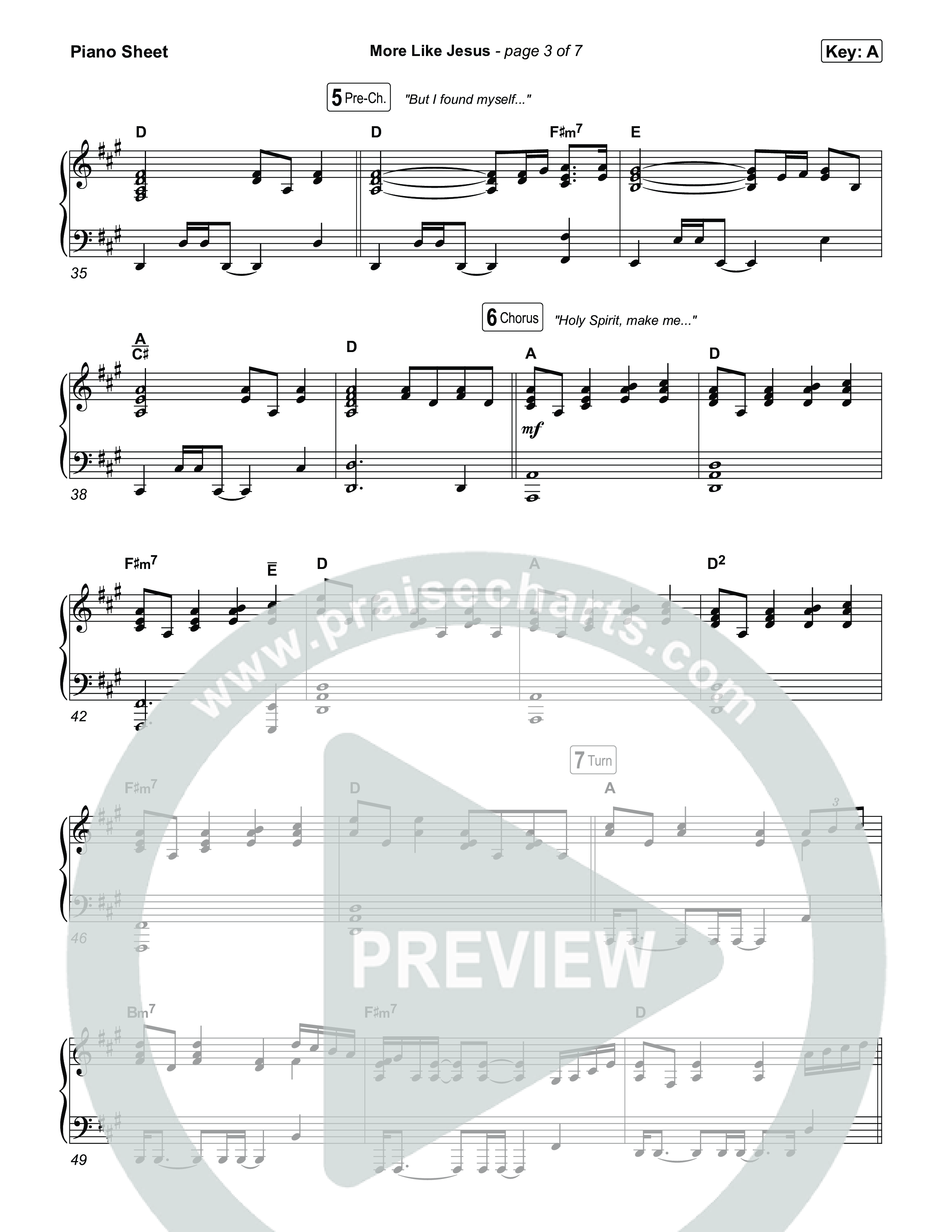 More Like Jesus Piano Sheet (One Voice INT)