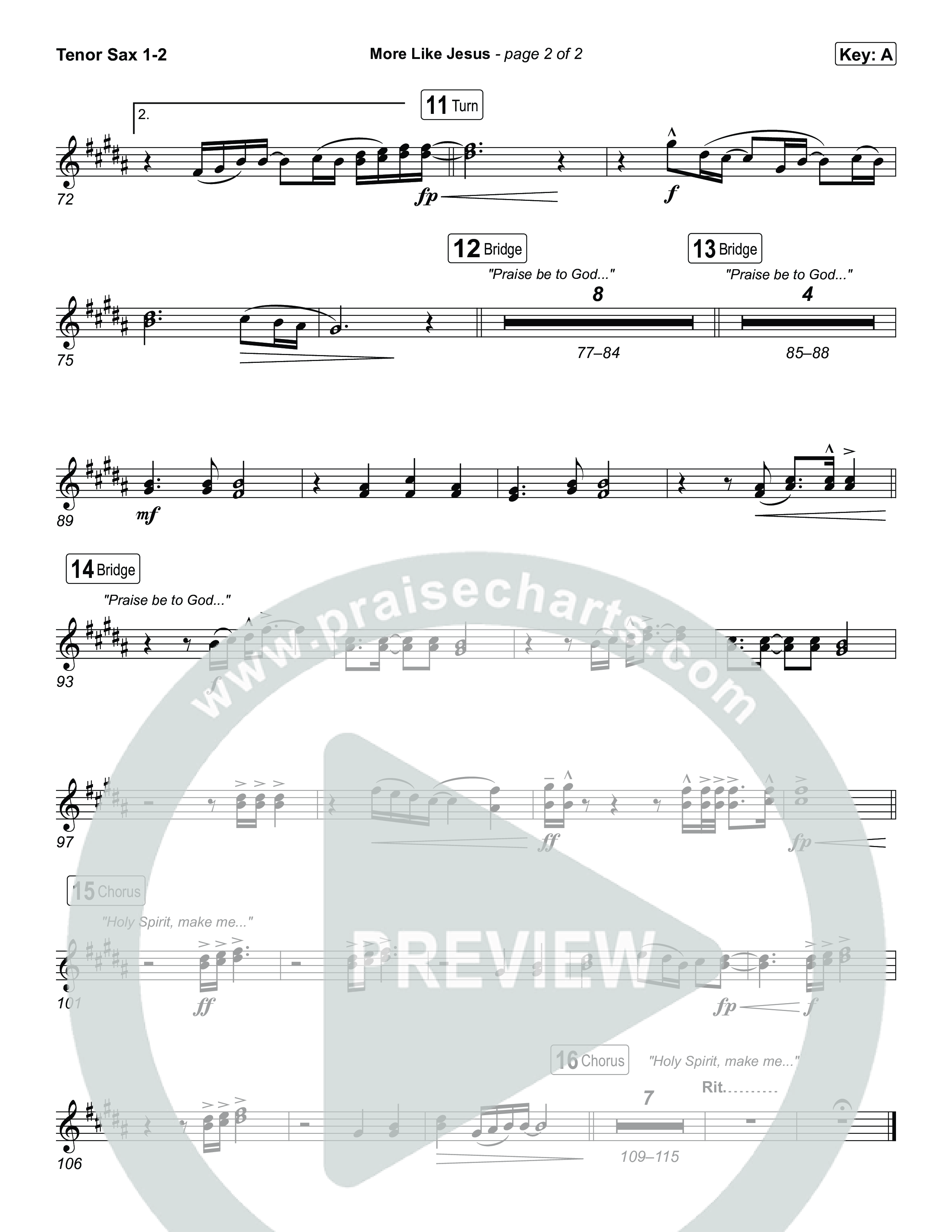 More Like Jesus Tenor Sax 1,2 (One Voice INT)