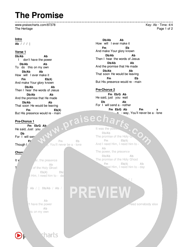 The Promise (Live) Chords & Lyrics (The Heritage)