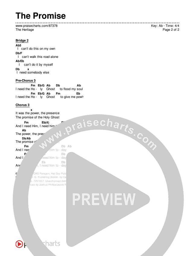 The Promise (Live) Chords & Lyrics (The Heritage)