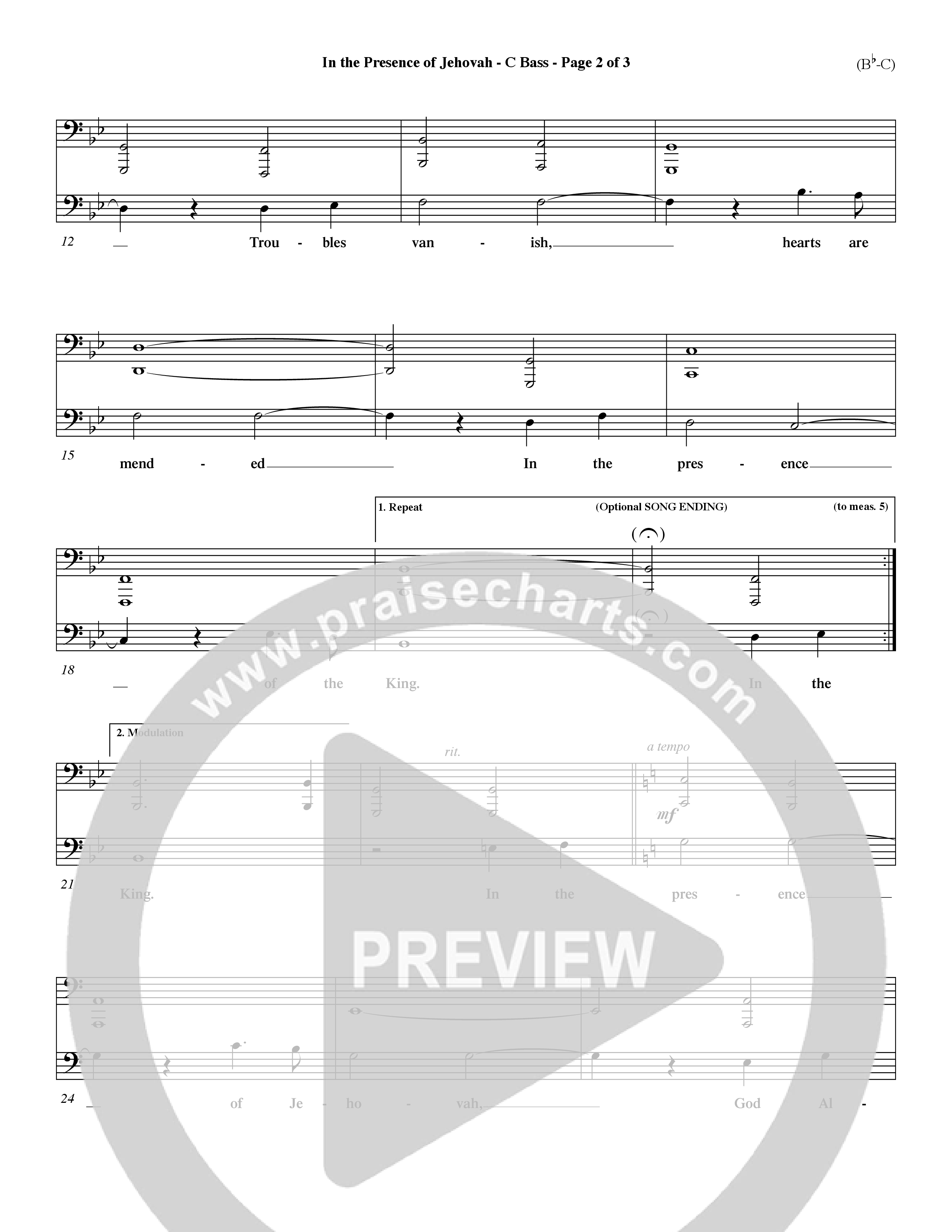 In The Presence Of Jehovah Contrabass (Word Music / Orch. Keith Wilbanks)