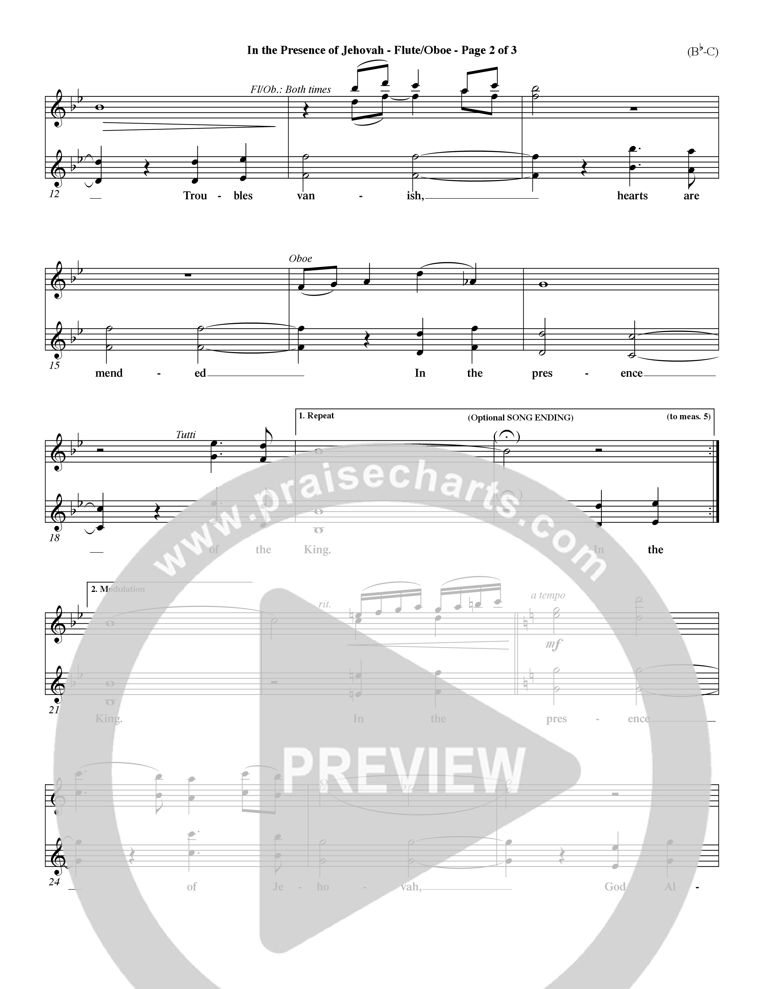 In The Presence Of Jehovah Flute/Oboe (Word Music / Orch. Keith Wilbanks)