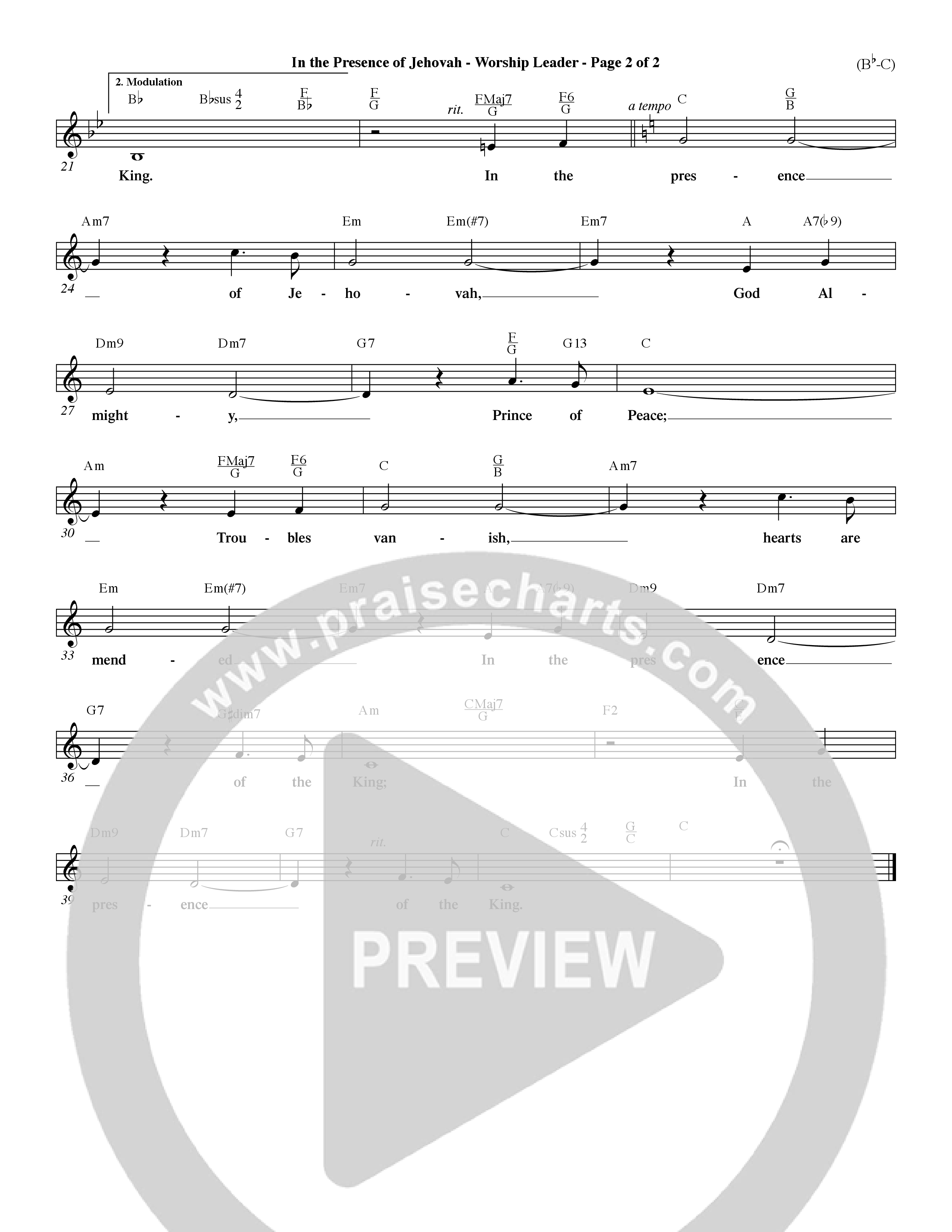 In The Presence Of Jehovah Lead Sheet (Word Music / Orch. Keith Wilbanks)