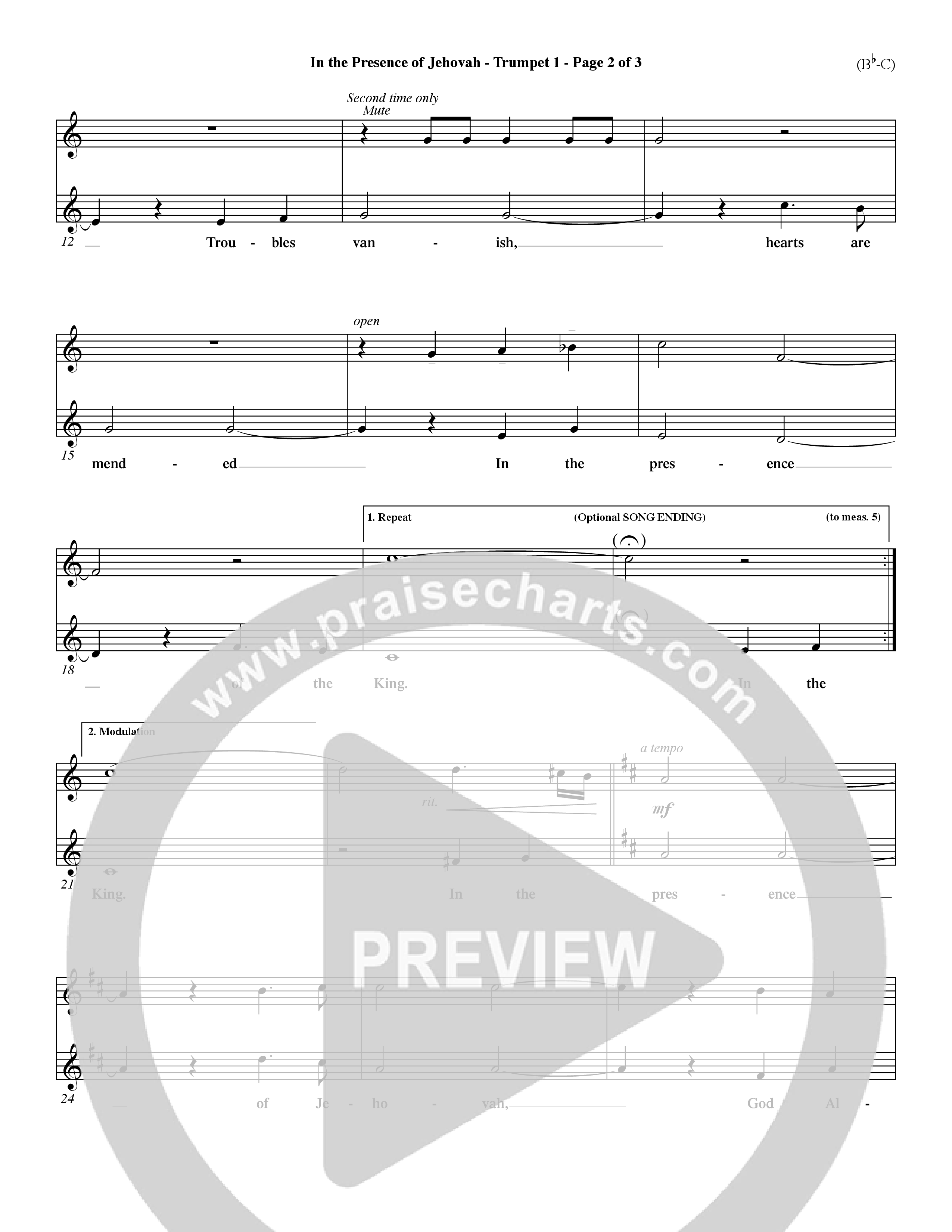 In The Presence Of Jehovah Trumpet 1 (Word Music / Orch. Keith Wilbanks)