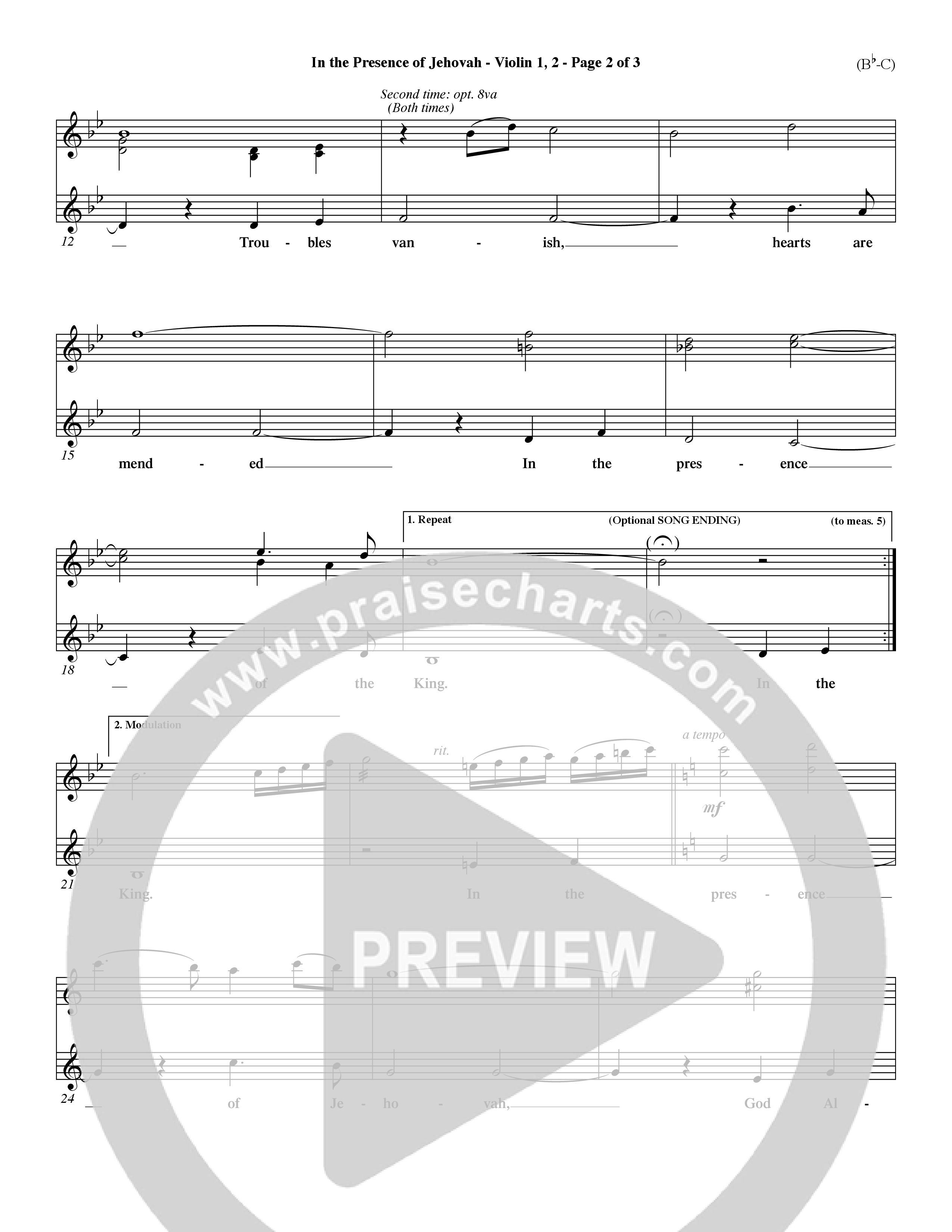 In The Presence Of Jehovah Violin 1/2 (Word Music / Orch. Keith Wilbanks)