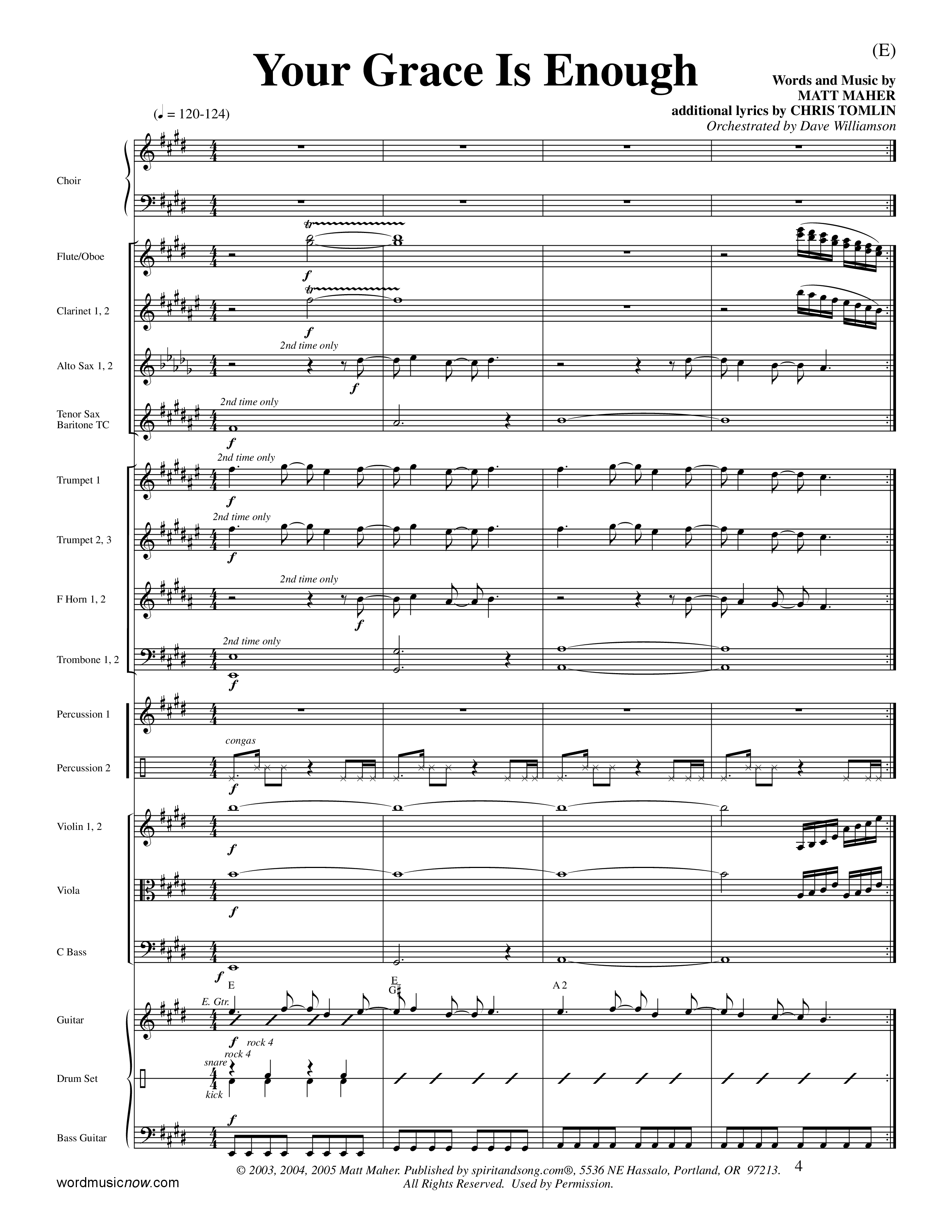 Your Grace Is Enough Orchestration (Word Music / Orch. Dave Williamson)