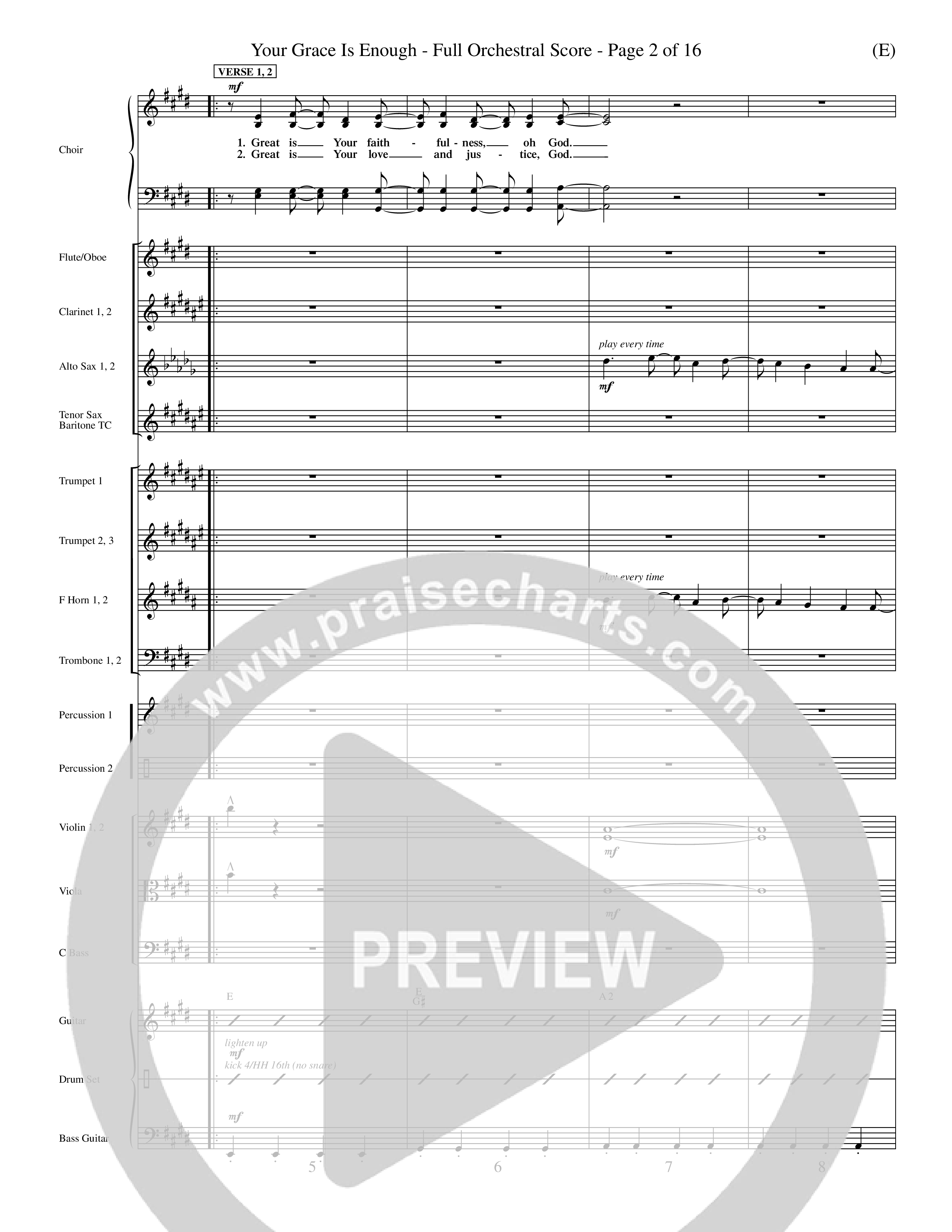 Your Grace Is Enough Orchestration (Word Music / Orch. Dave Williamson)