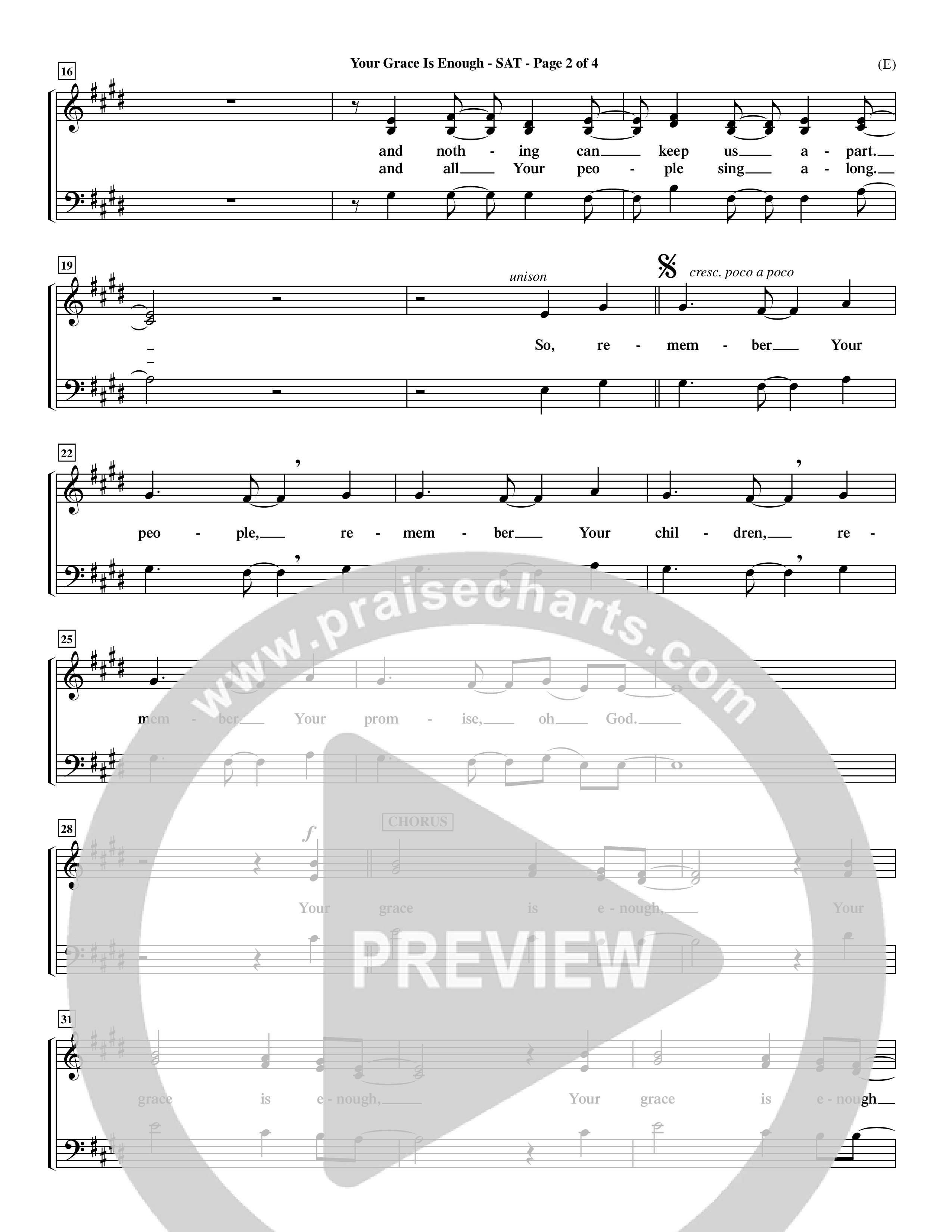 Your Grace Is Enough Lead Sheet (SAT) (Word Music / Orch. Dave Williamson)