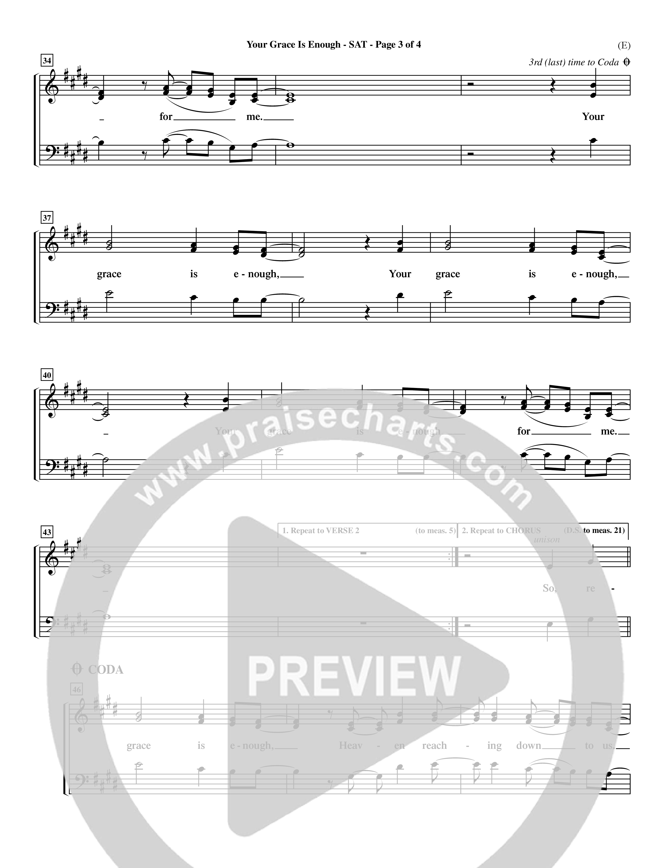 Your Grace Is Enough Lead Sheet (SAT) (Word Music / Orch. Dave Williamson)