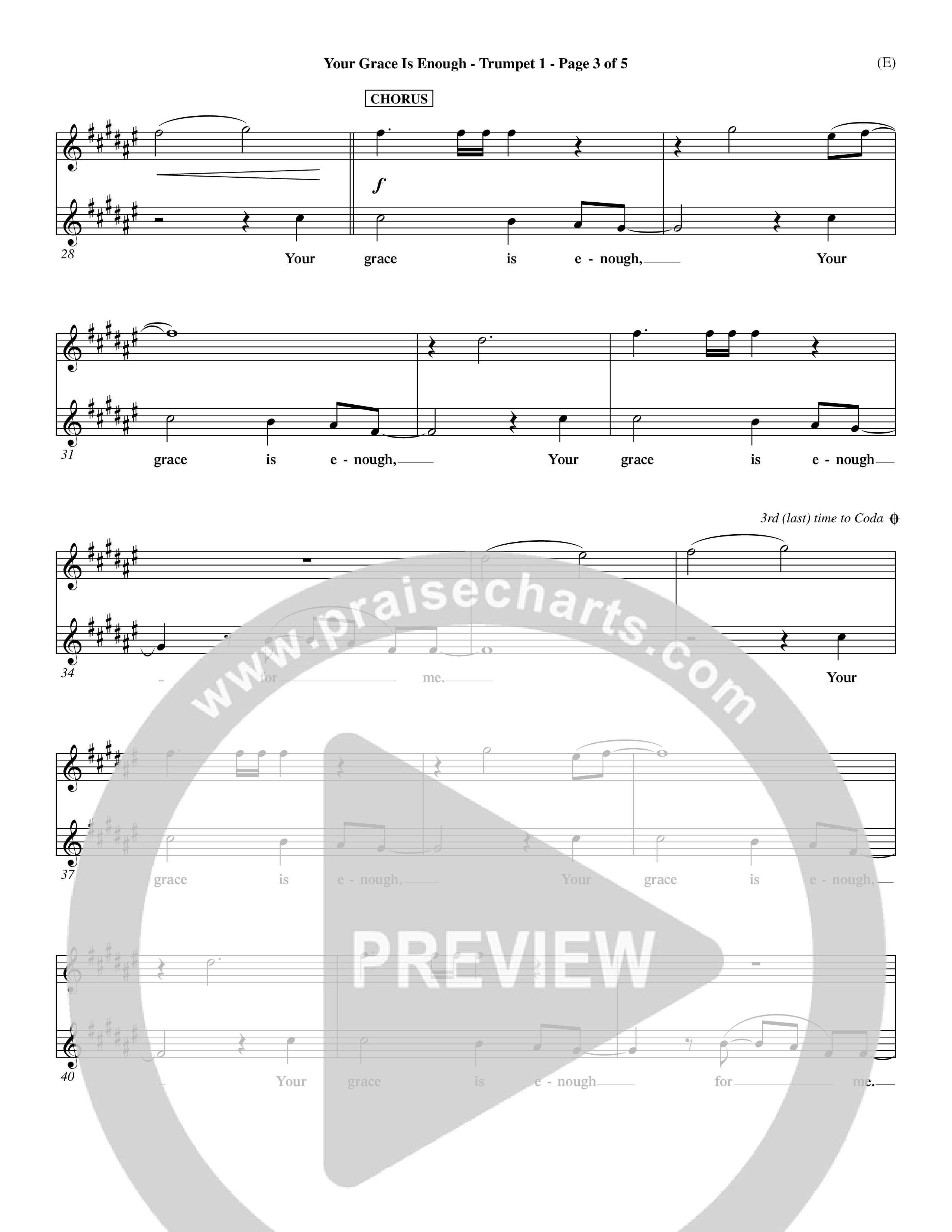 Your Grace Is Enough Trumpet 1 (Word Music / Orch. Dave Williamson)