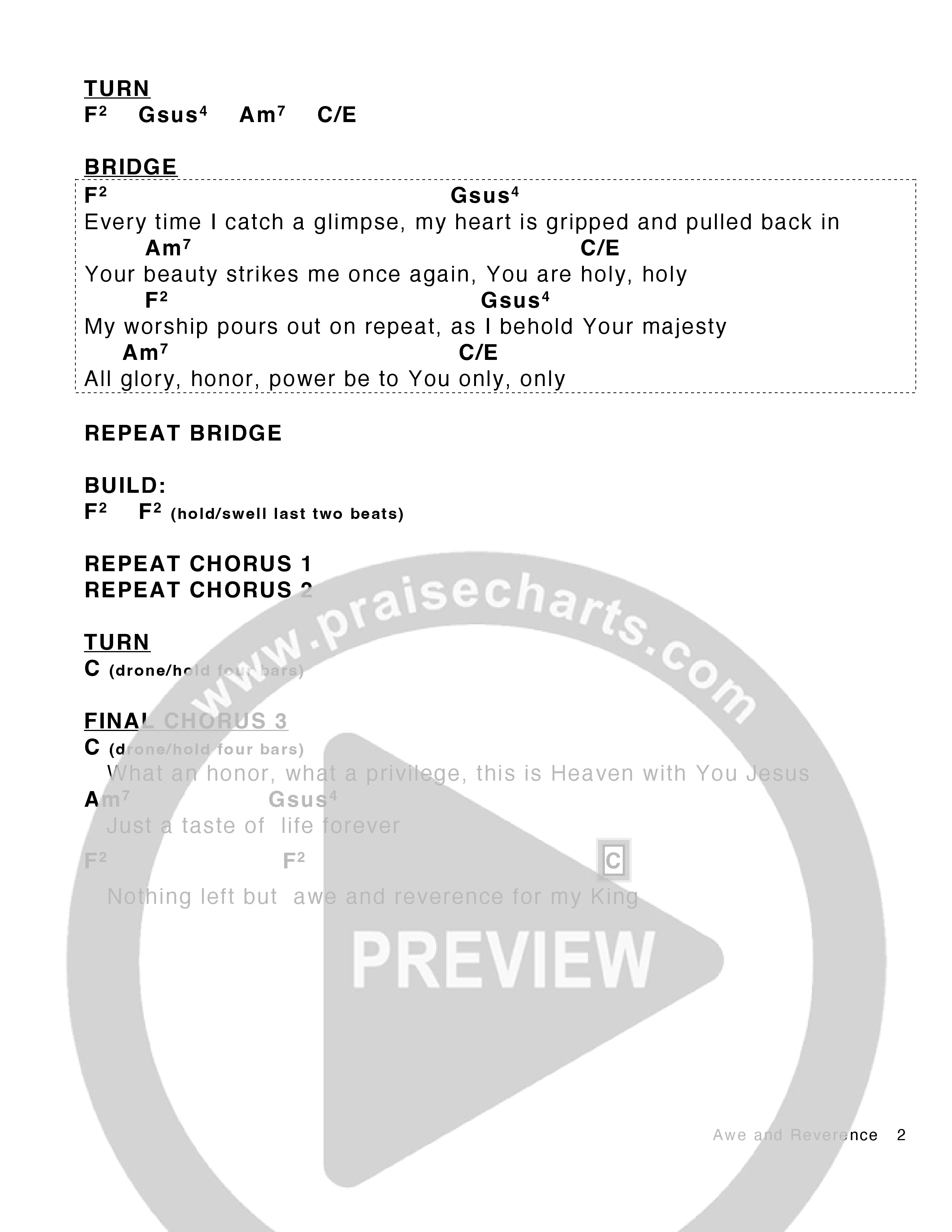 Awe and Reverence (Live) Chord Chart (Victory House Worship)
