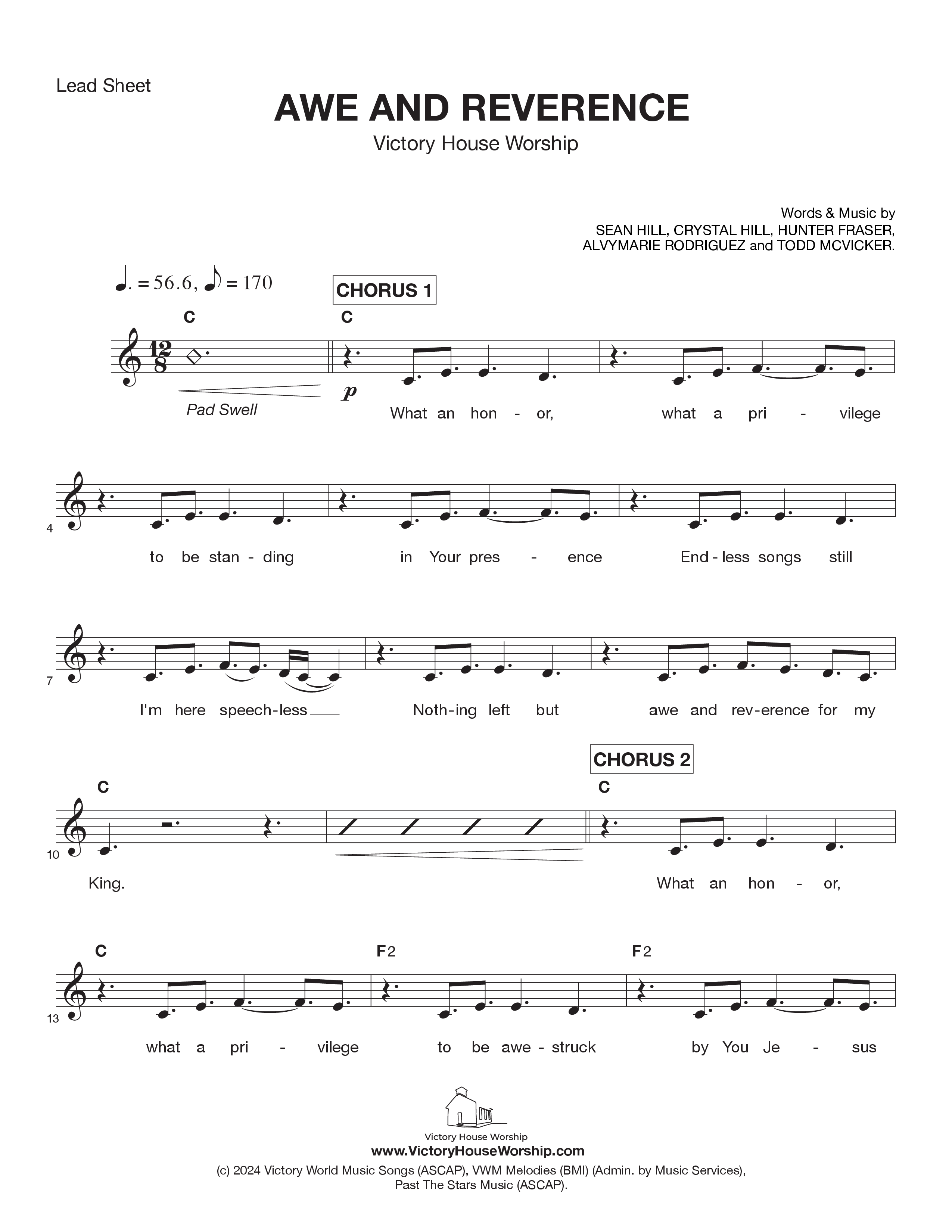 Awe and Reverence (Live) Lead Sheet Melody (Victory House Worship)