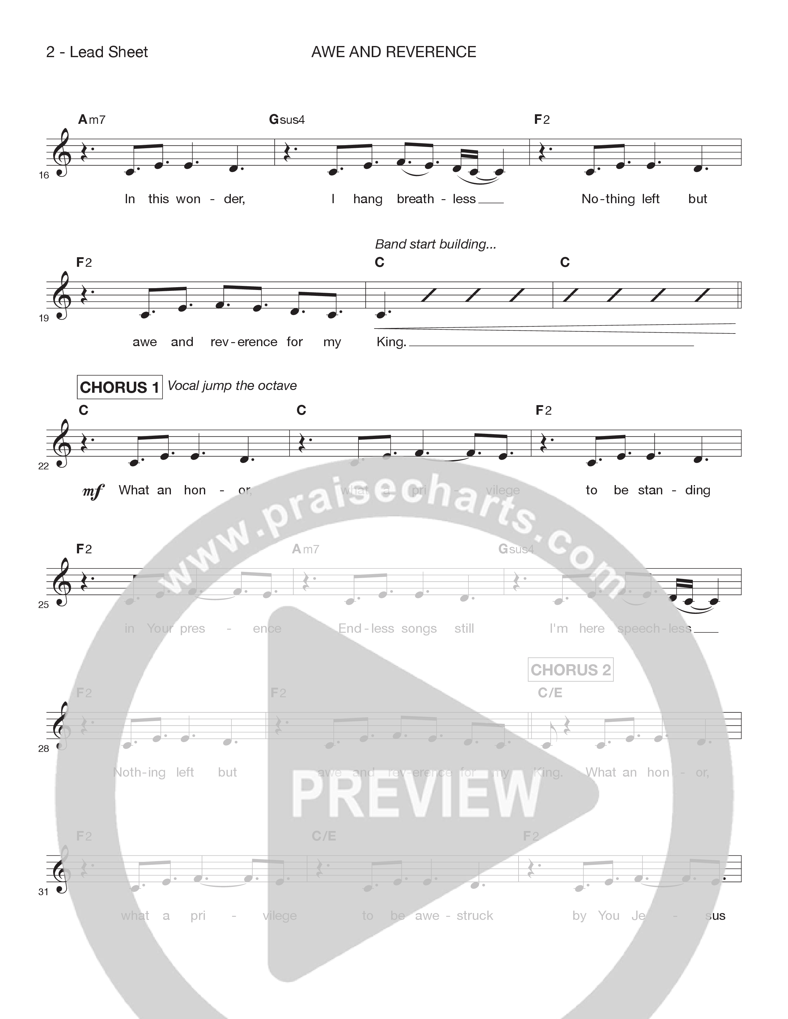 Awe and Reverence (Live) Lead Sheet Melody (Victory House Worship)