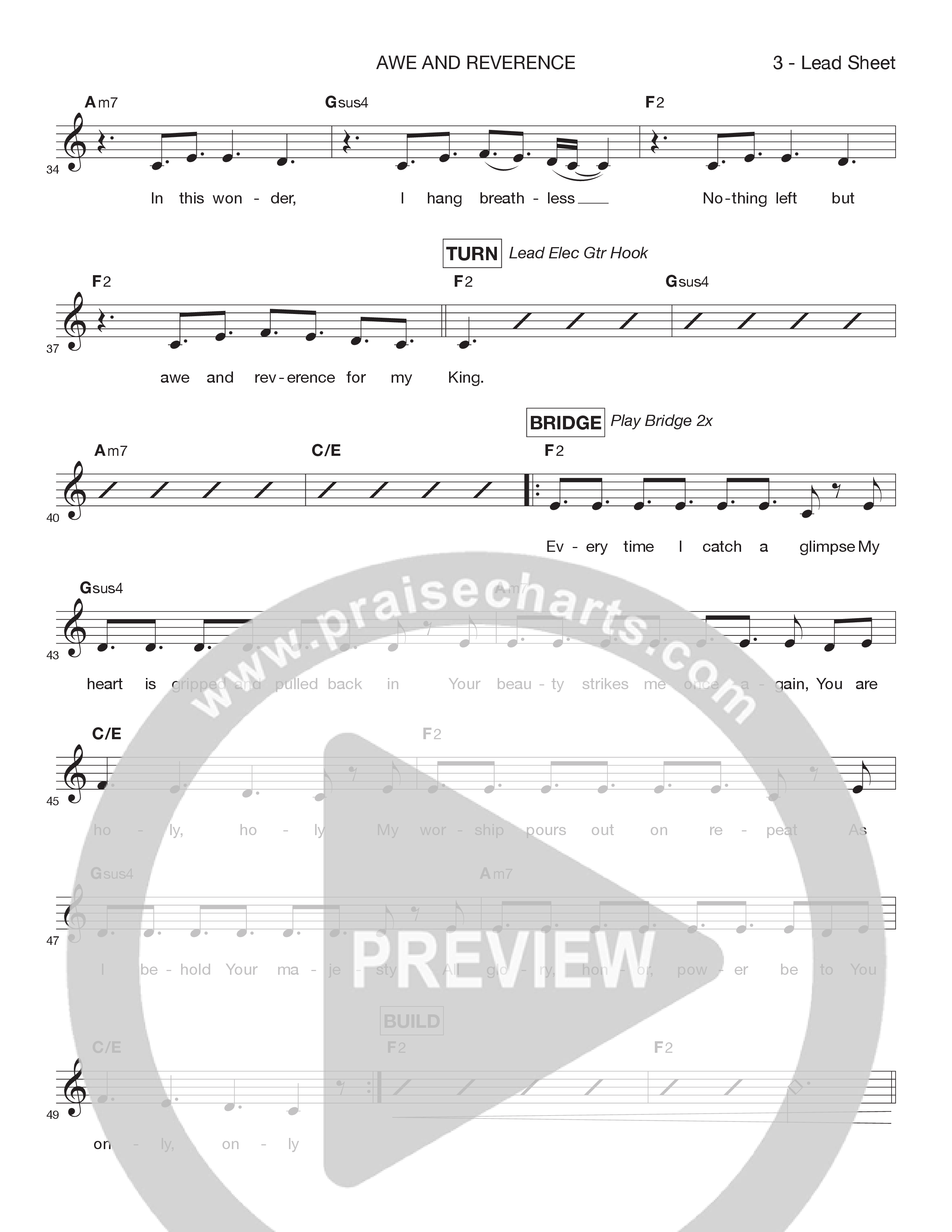 Awe and Reverence (Live) Lead Sheet Melody (Victory House Worship)