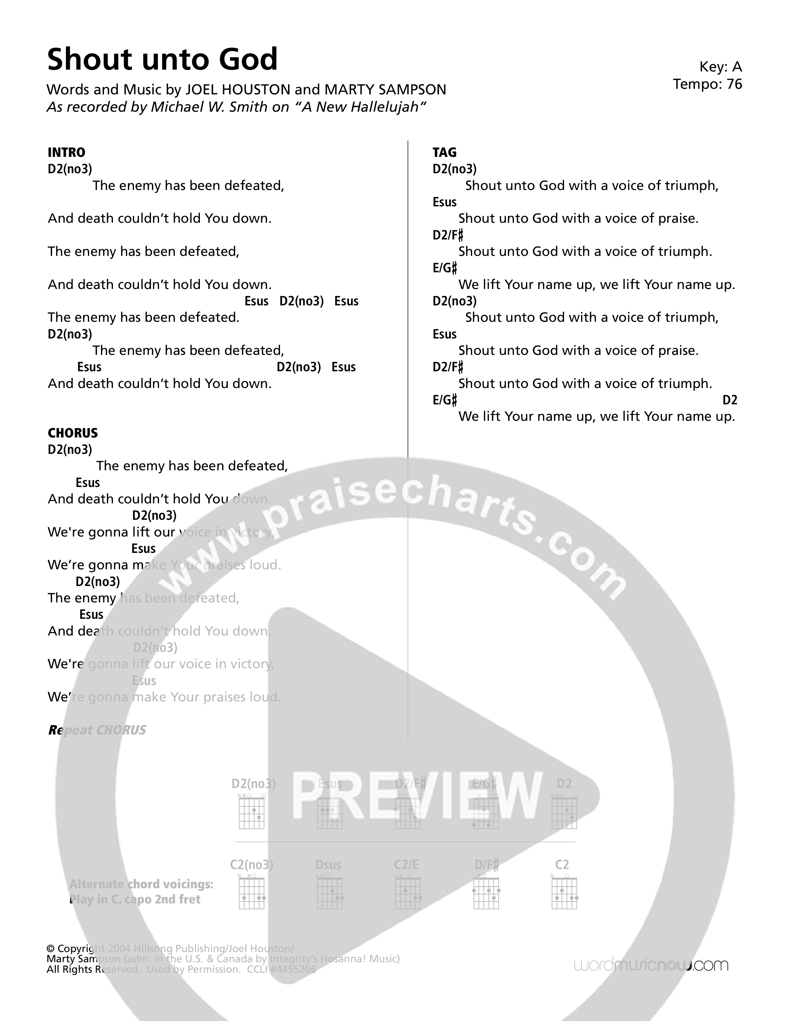 Shout Unto God (Choral Anthem SATB) Chord Chart (Word Music Choral / Orch. Michael W. Smith)