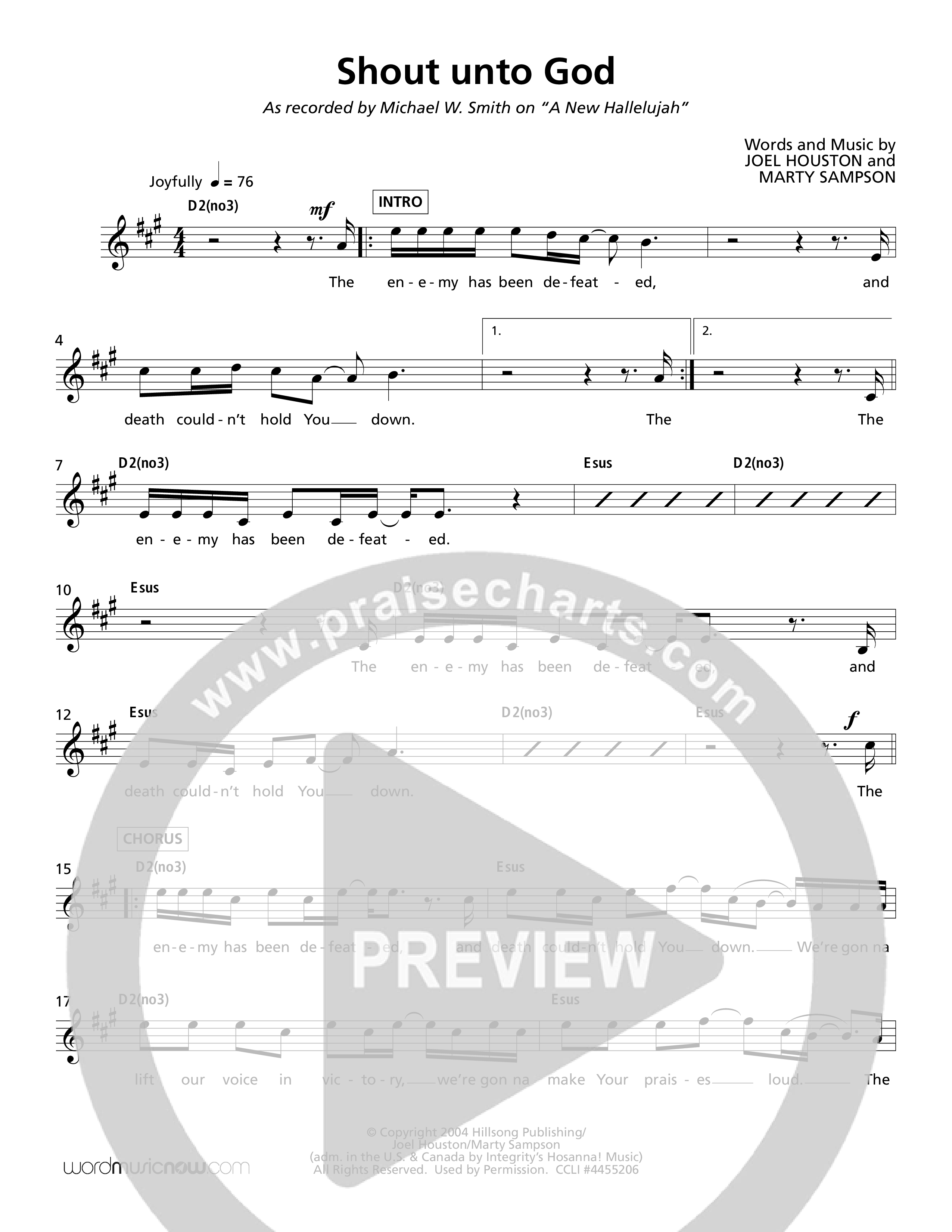 Shout Unto God (Choral Anthem SATB) Lead Sheet Melody (Word Music Choral / Orch. Michael W. Smith)