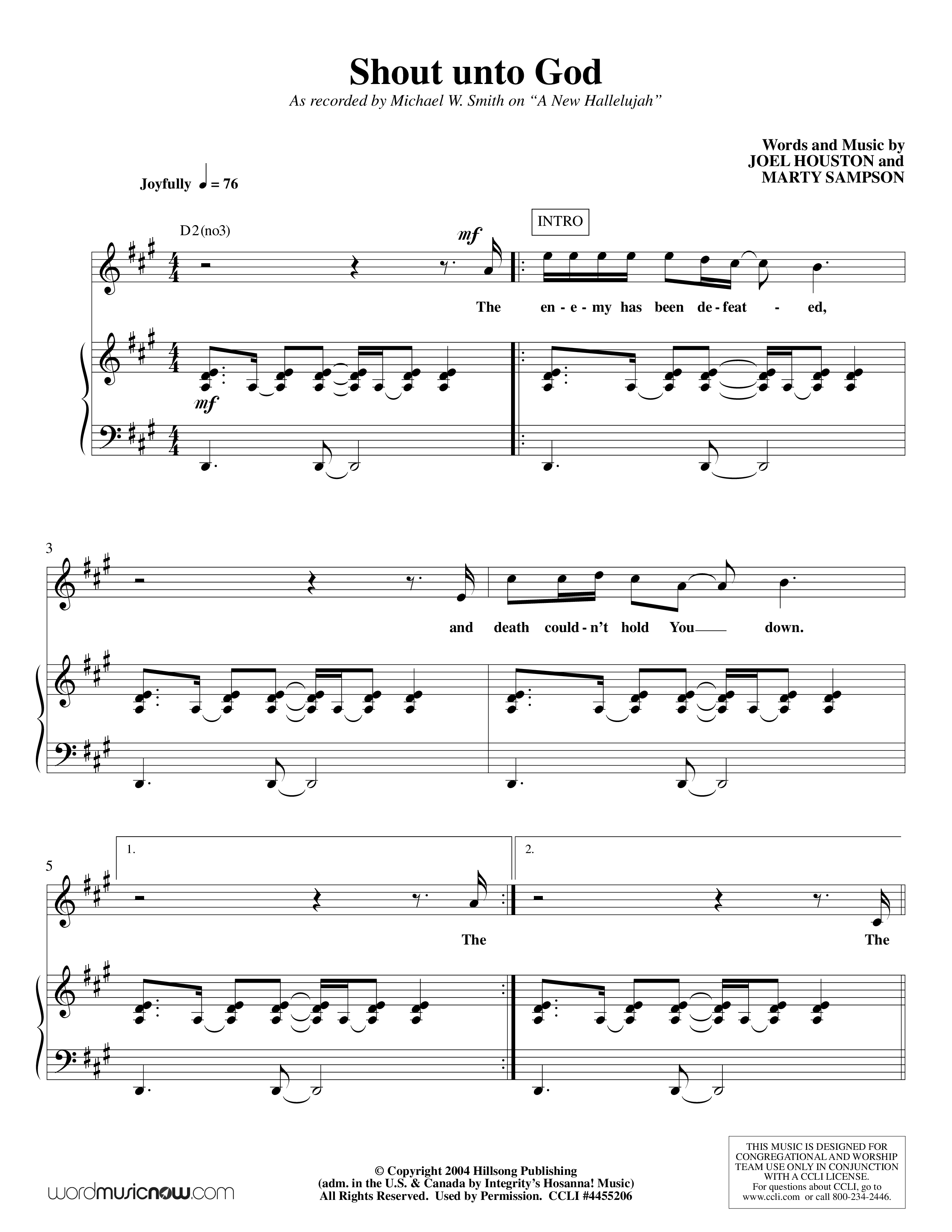Shout Unto God (Choral Anthem SATB) Piano/Vocal (SATB) (Word Music Choral / Orch. Michael W. Smith)