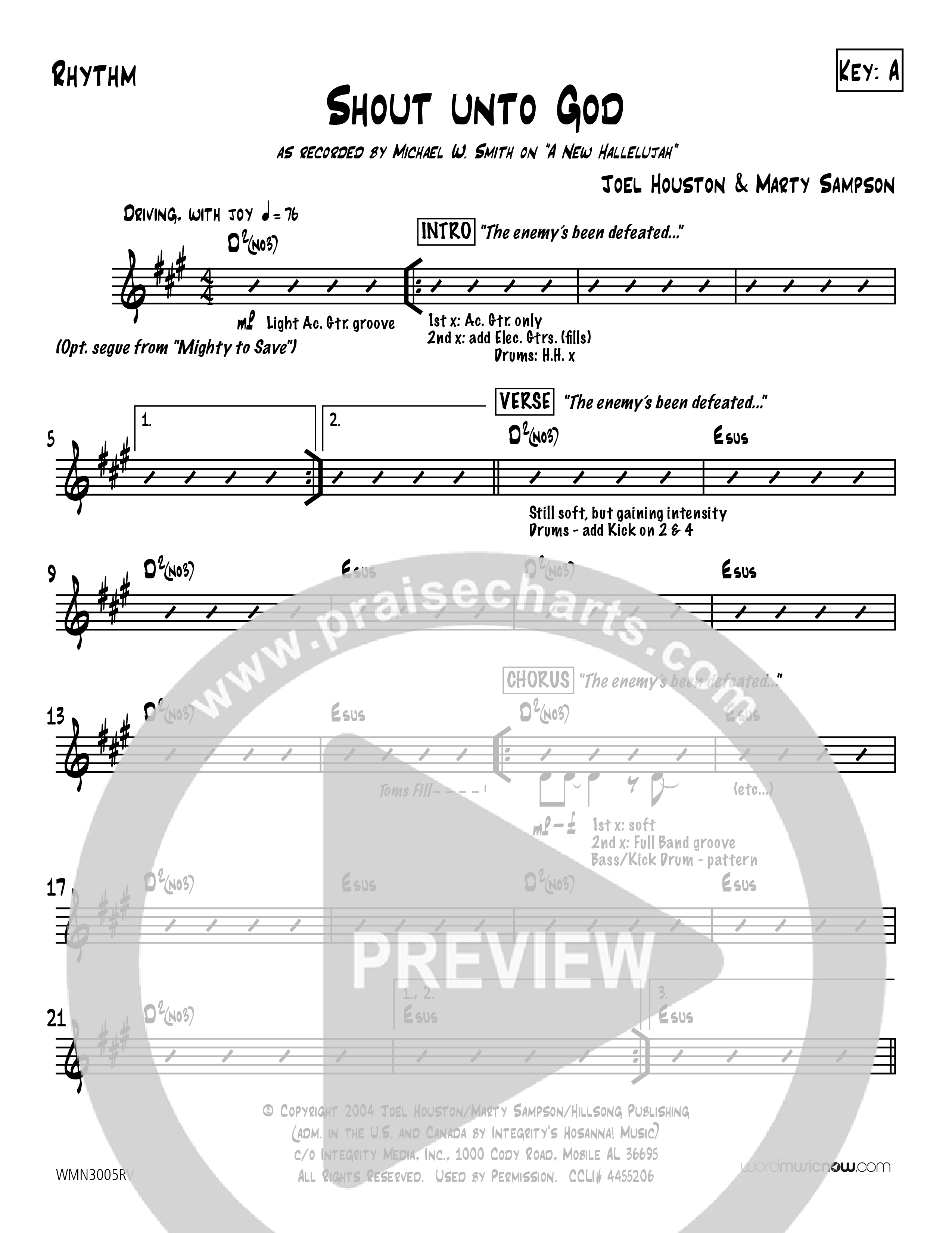 Shout Unto God (Choral Anthem SATB) Rhythm Chart (Word Music Choral / Orch. Michael W. Smith)