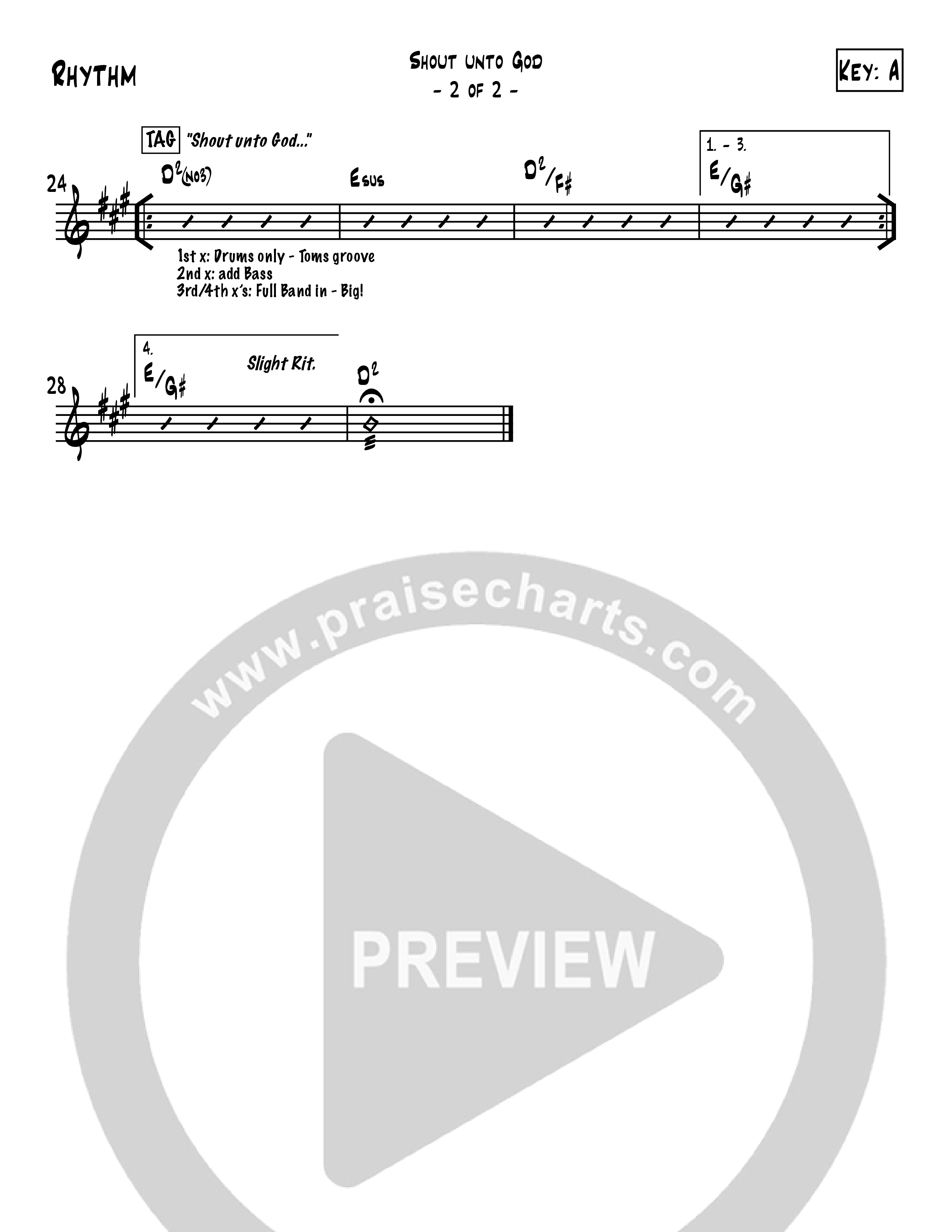 Shout Unto God (Choral Anthem SATB) Rhythm Chart (Word Music Choral / Orch. Michael W. Smith)