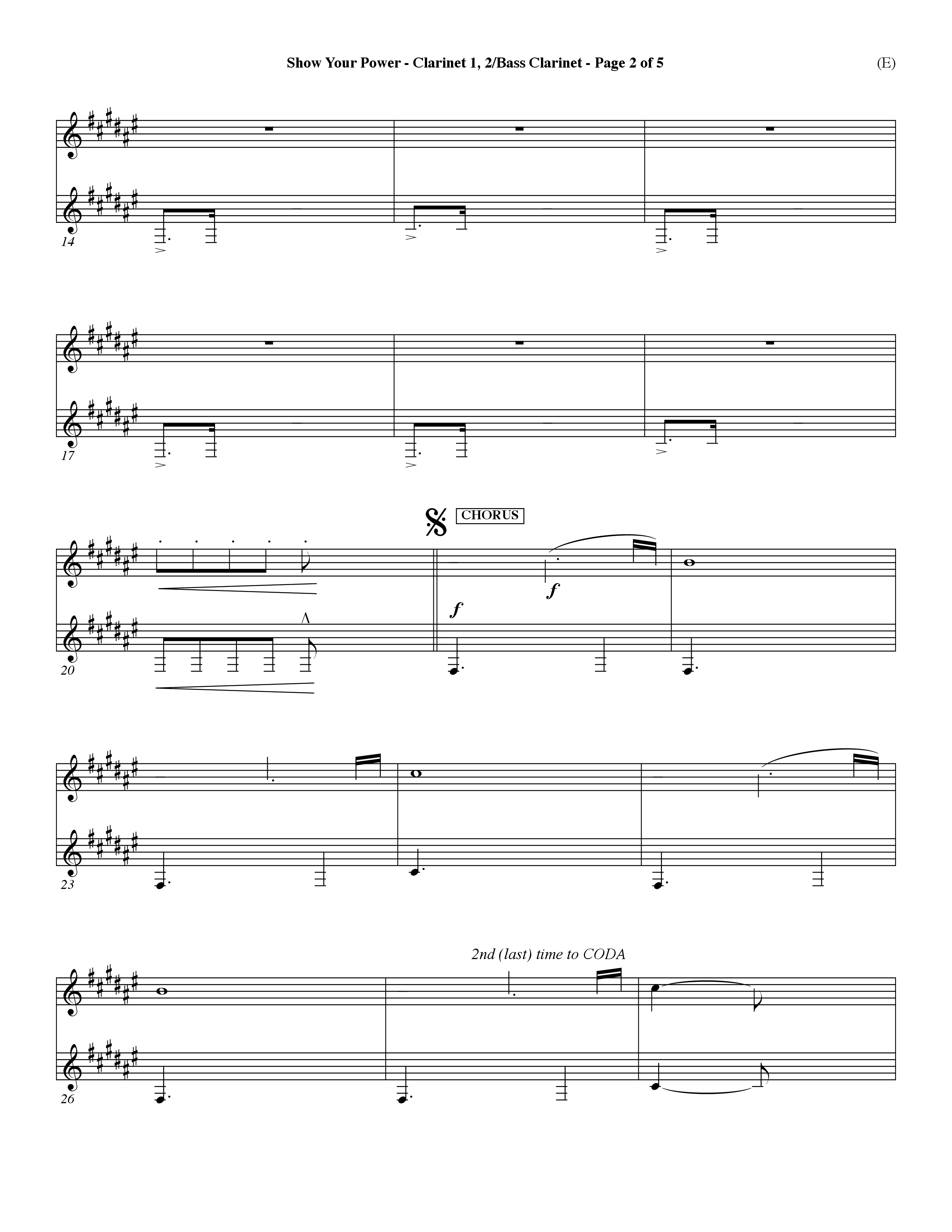 Show Your Power (Choral Anthem SATB) Clarinet 1/2, Bass Clarinet (Word Music Choral / Orch. Dave Williamson)