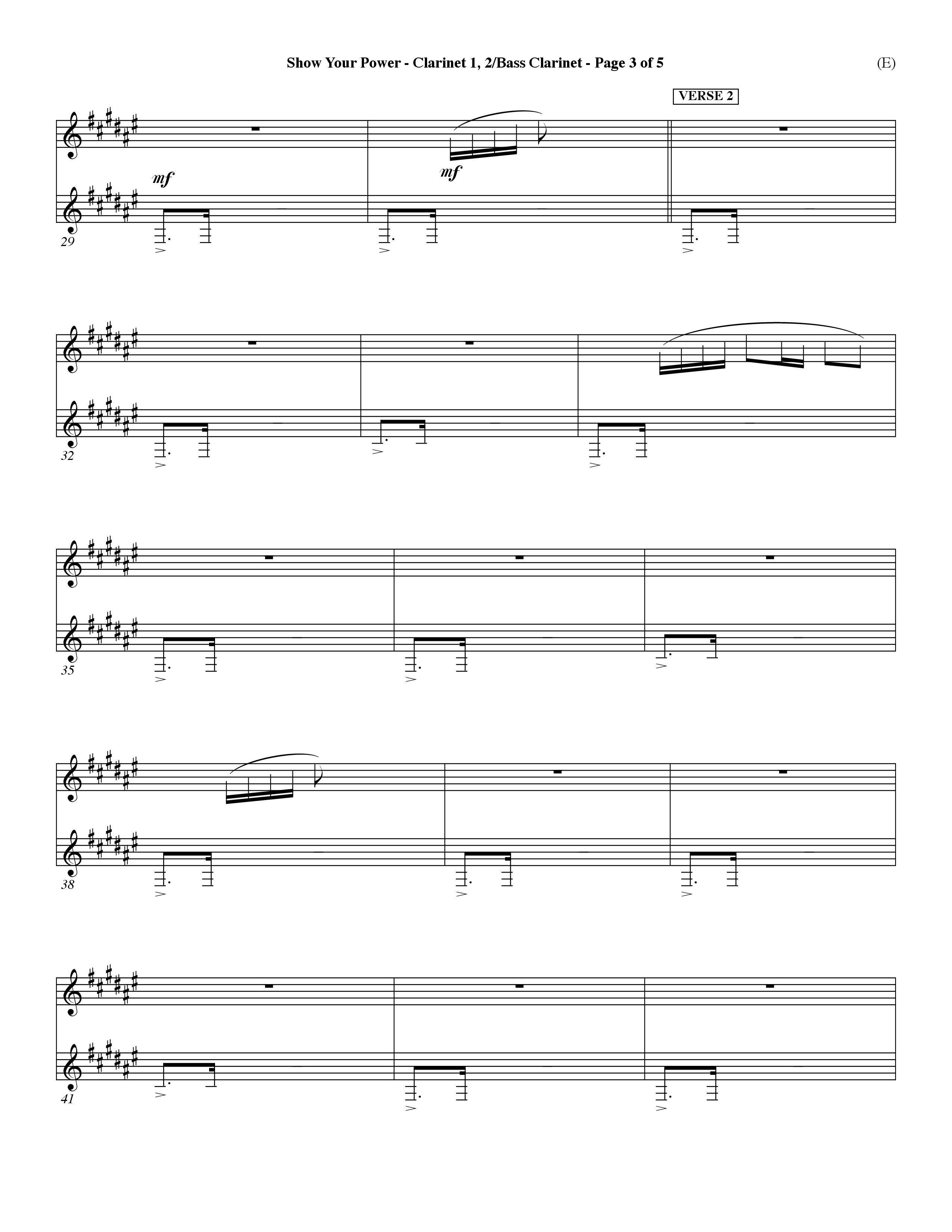 Show Your Power (Choral Anthem SATB) Clarinet 1/2, Bass Clarinet (Word Music Choral / Orch. Dave Williamson)