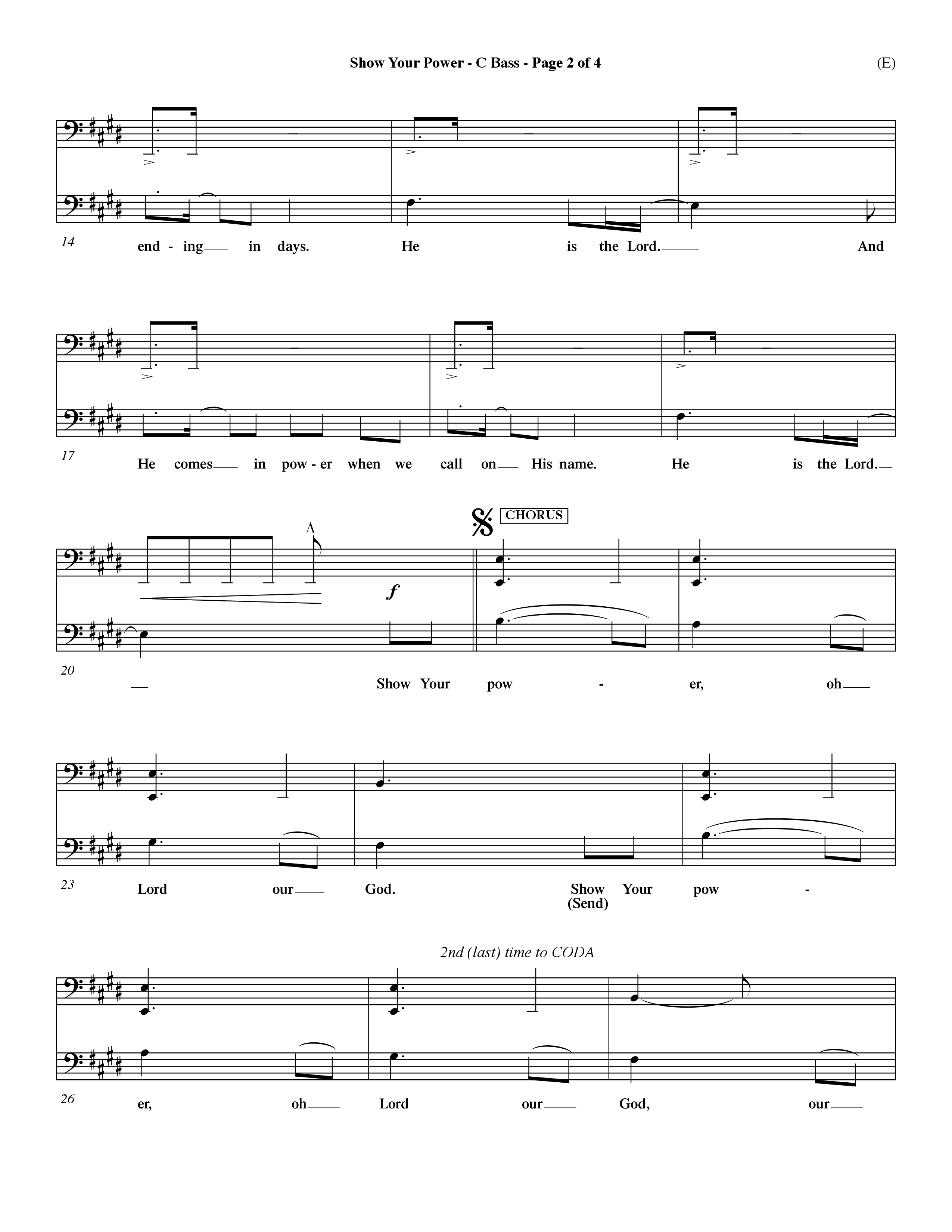 Show Your Power (Choral Anthem SATB) Contrabass (Word Music Choral / Orch. Dave Williamson)