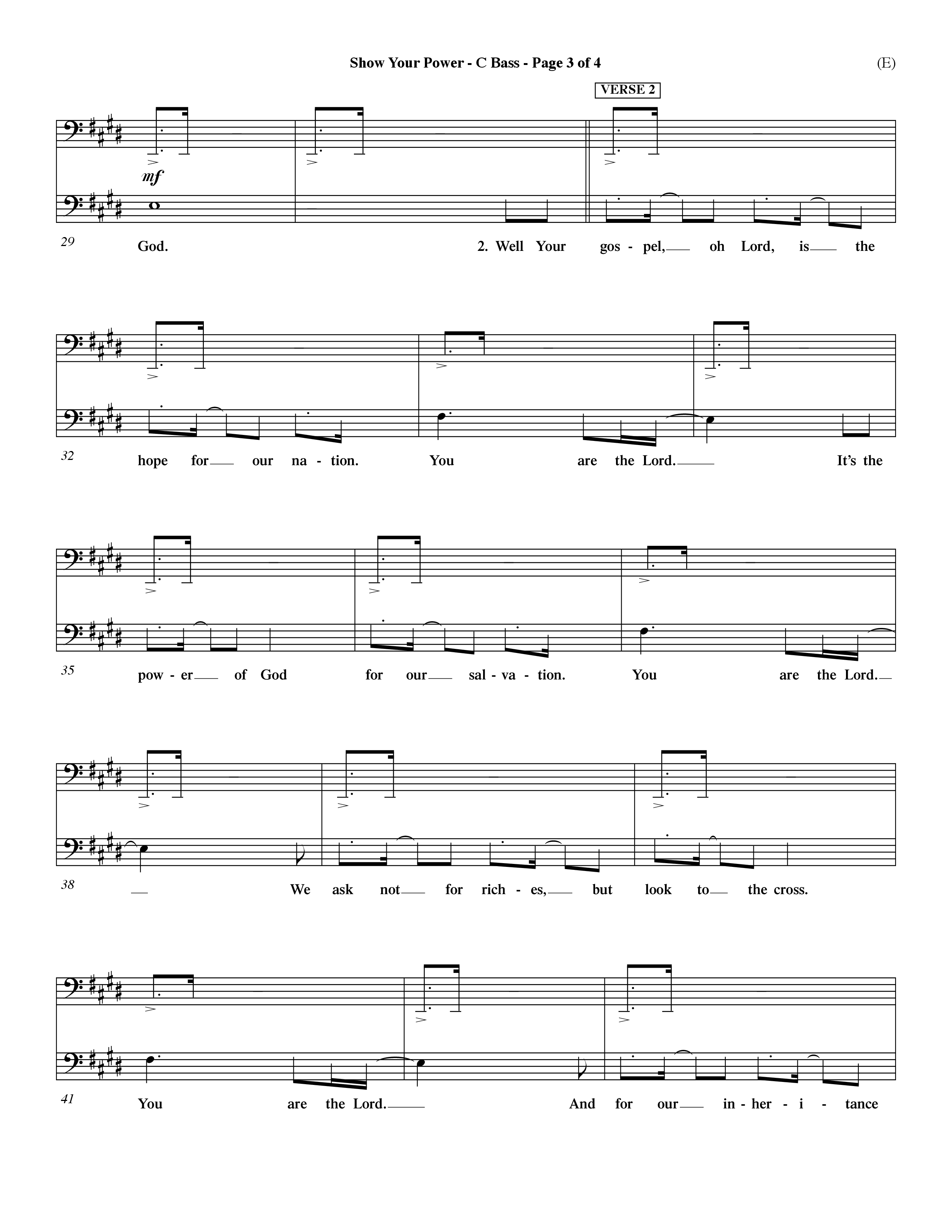 Show Your Power (Choral Anthem SATB) Contrabass (Word Music Choral / Orch. Dave Williamson)