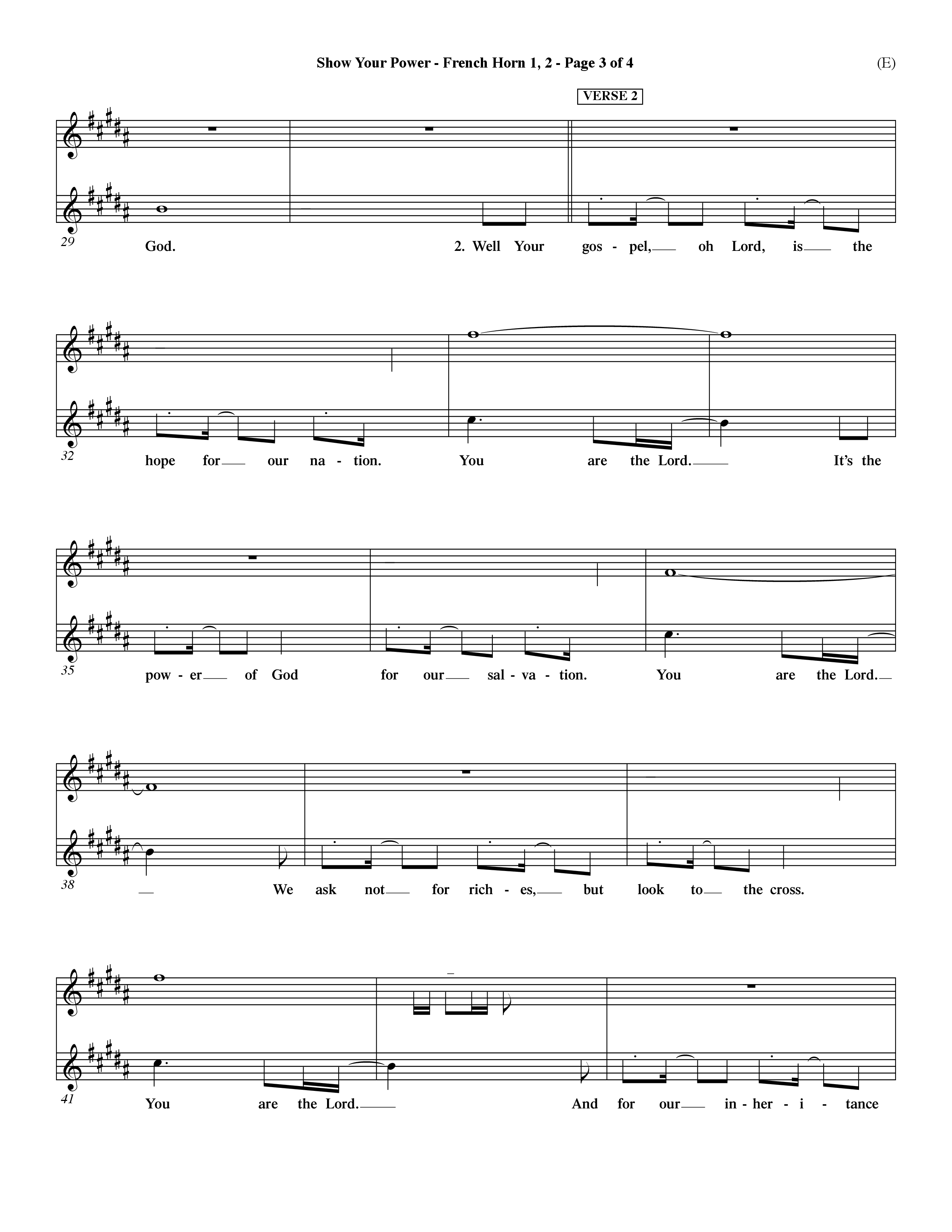 Show Your Power (Choral Anthem SATB) French Horn 1/2 (Word Music Choral / Orch. Dave Williamson)