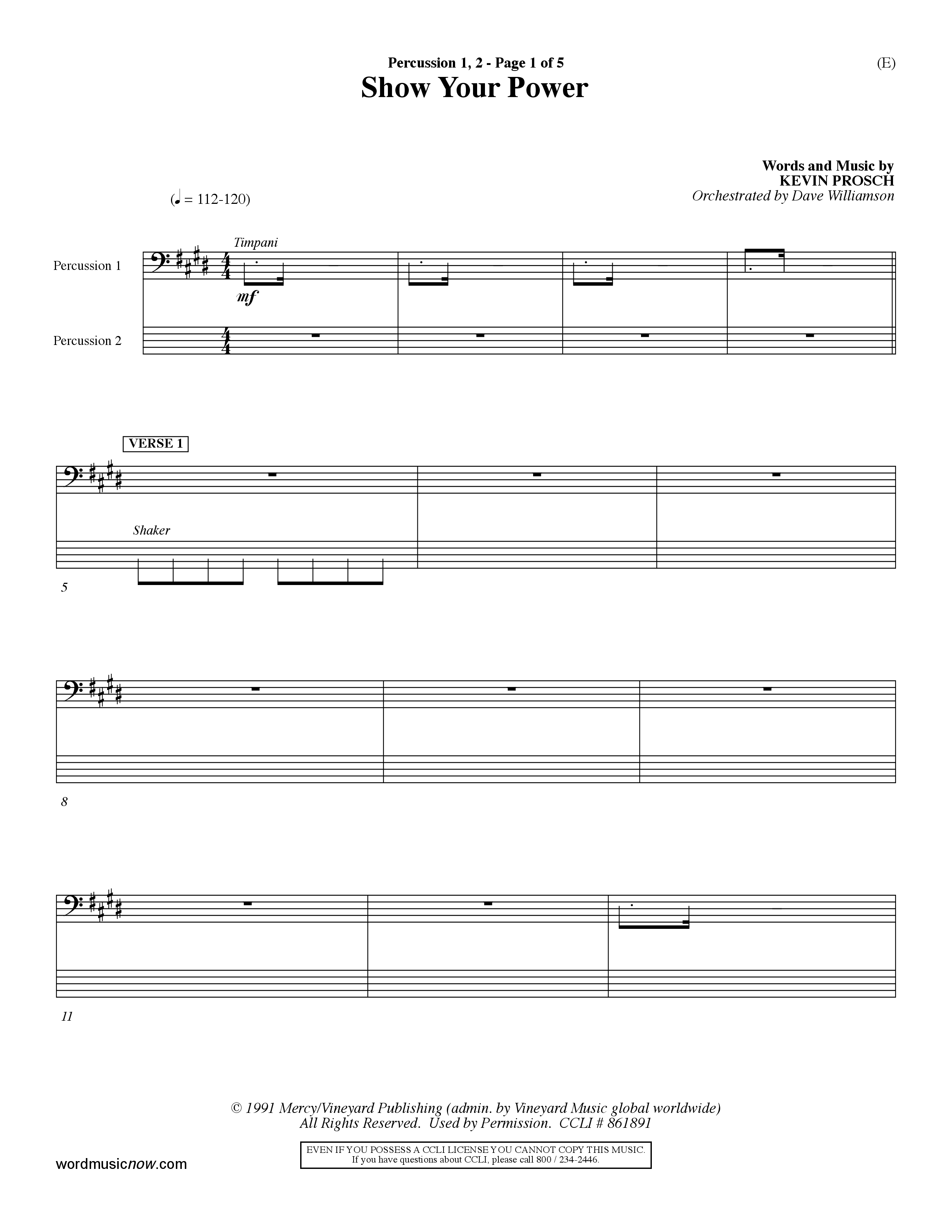 Show Your Power (Choral Anthem SATB) Percussion 1/2 (Word Music Choral / Orch. Dave Williamson)