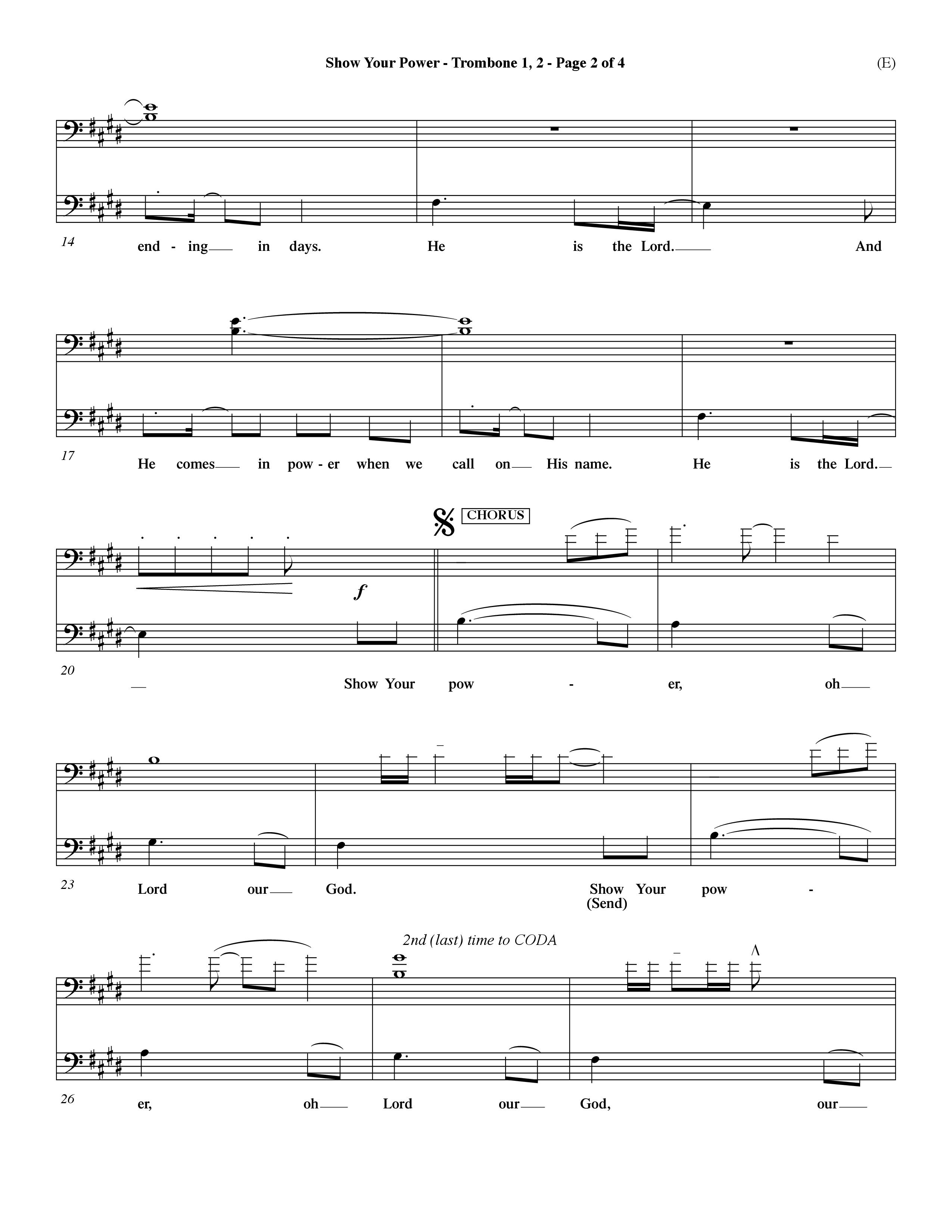 Show Your Power (Choral Anthem SATB) Trombone 1/2 (Word Music Choral / Orch. Dave Williamson)