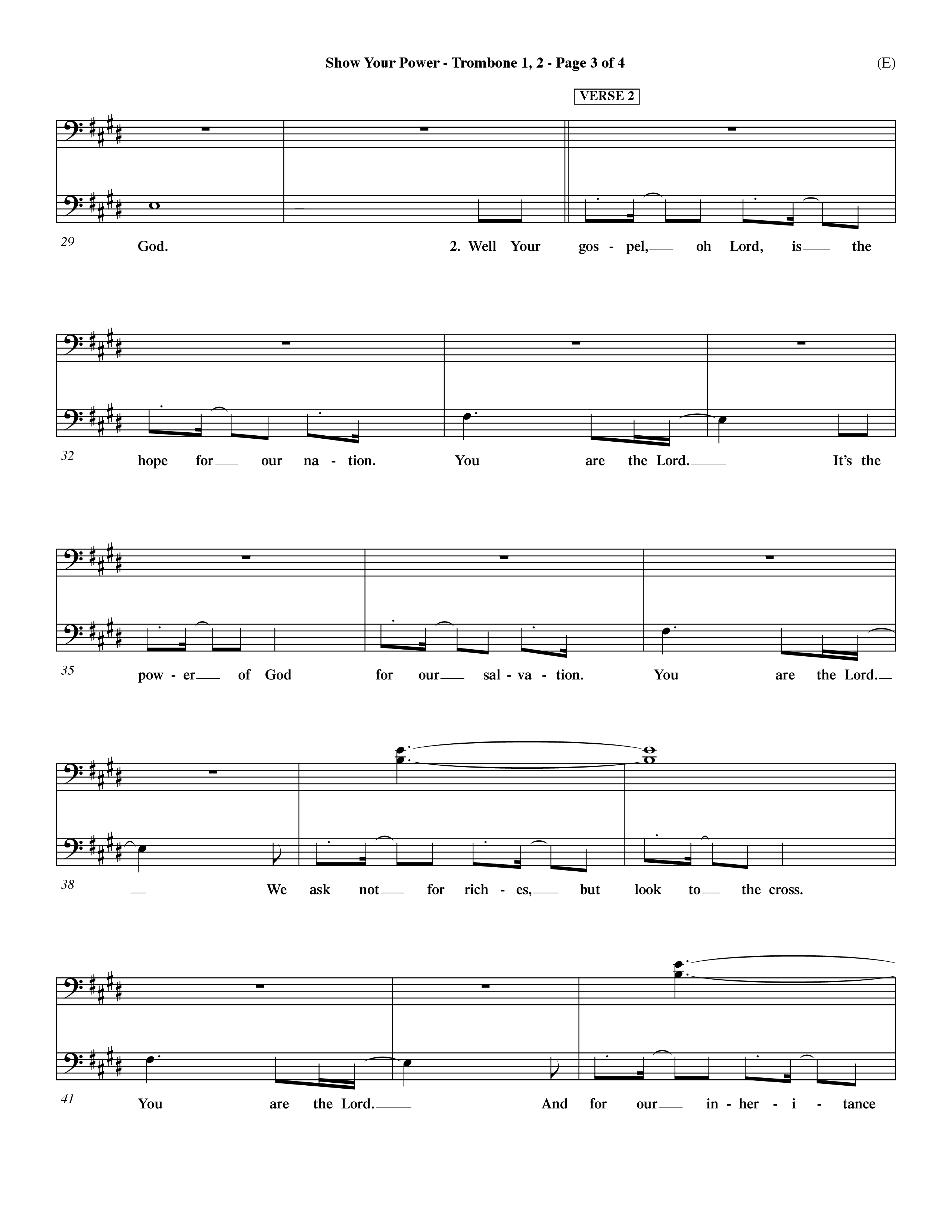Show Your Power (Choral Anthem SATB) Trombone 1/2 (Word Music Choral / Orch. Dave Williamson)