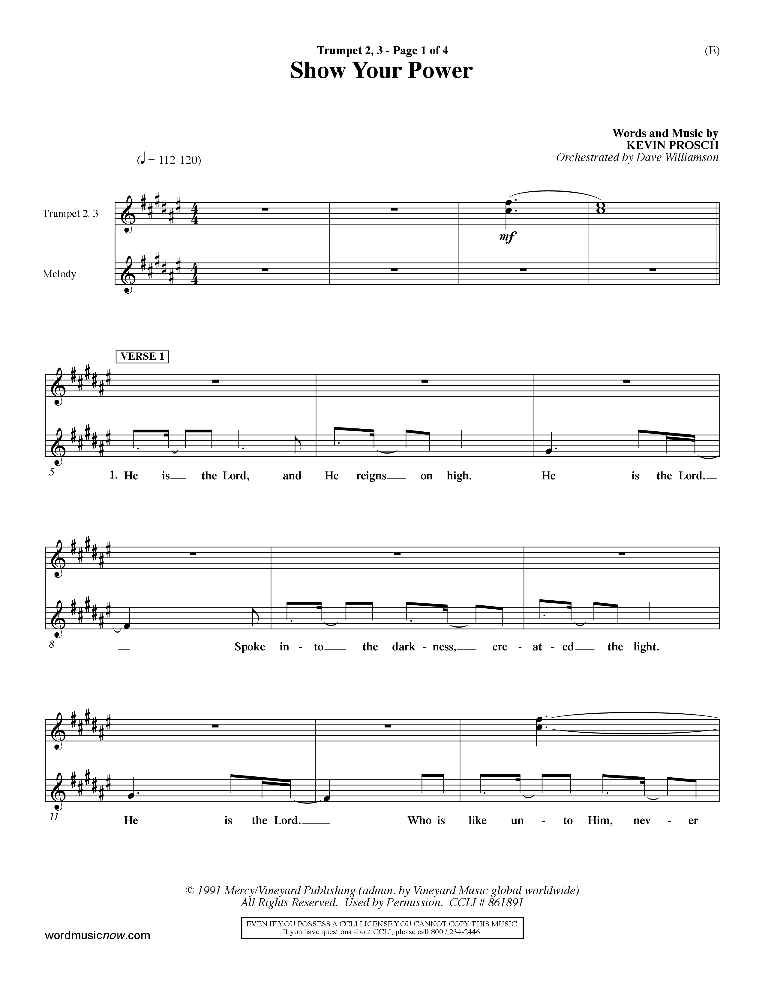 Show Your Power (Choral Anthem SATB) Trumpet 2/3 (Word Music Choral / Orch. Dave Williamson)