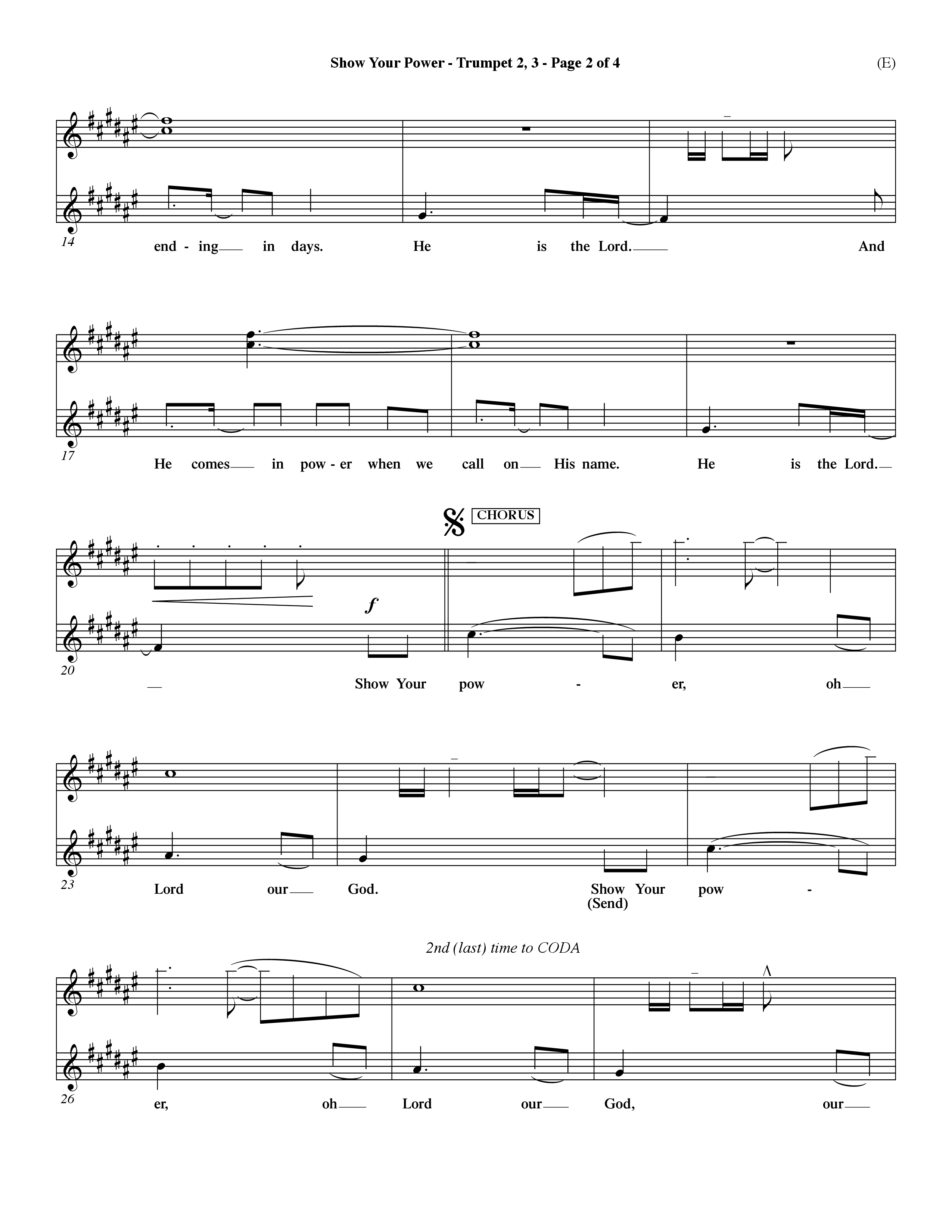 Show Your Power (Choral Anthem SATB) Trumpet 2/3 (Word Music Choral / Orch. Dave Williamson)