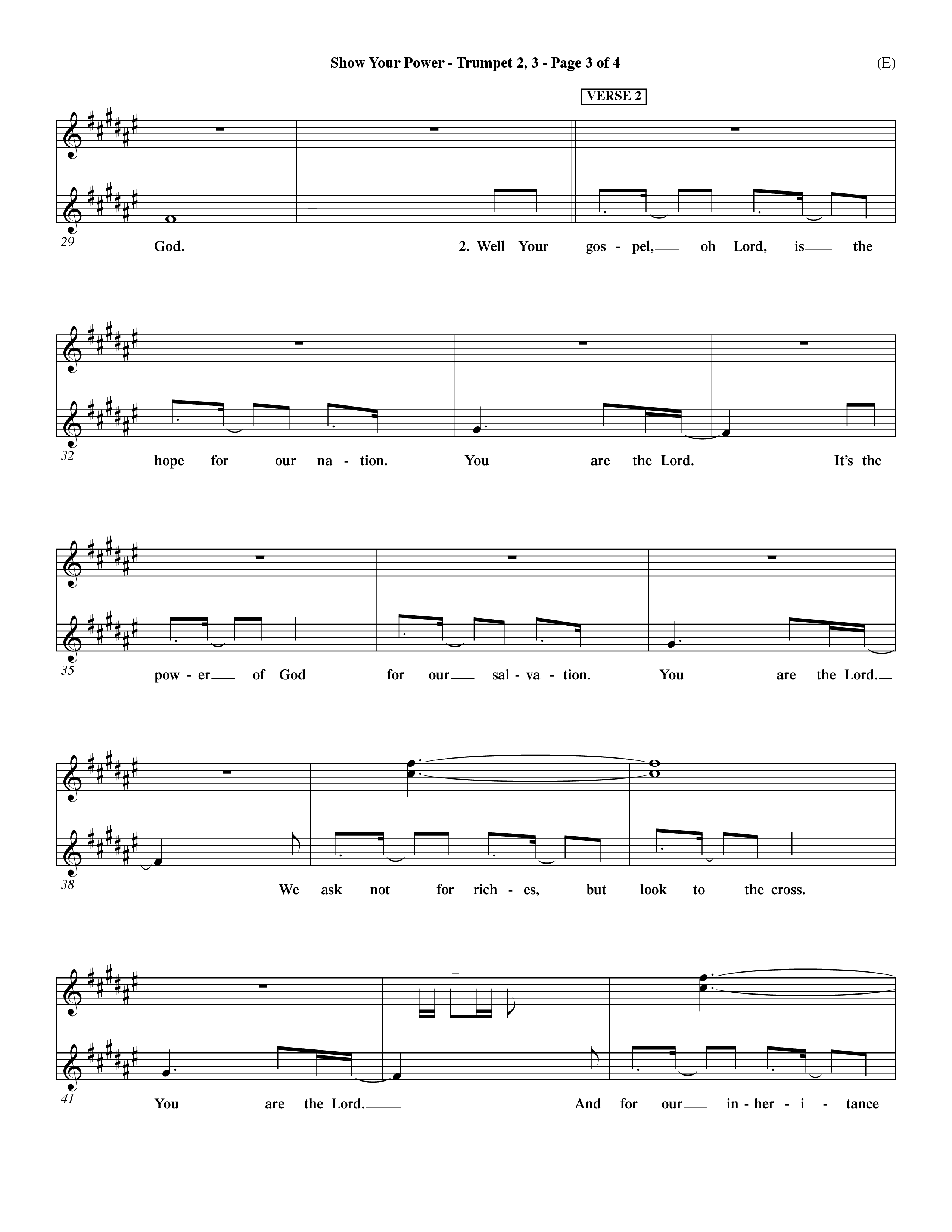 Show Your Power (Choral Anthem SATB) Trumpet 2/3 (Word Music Choral / Orch. Dave Williamson)