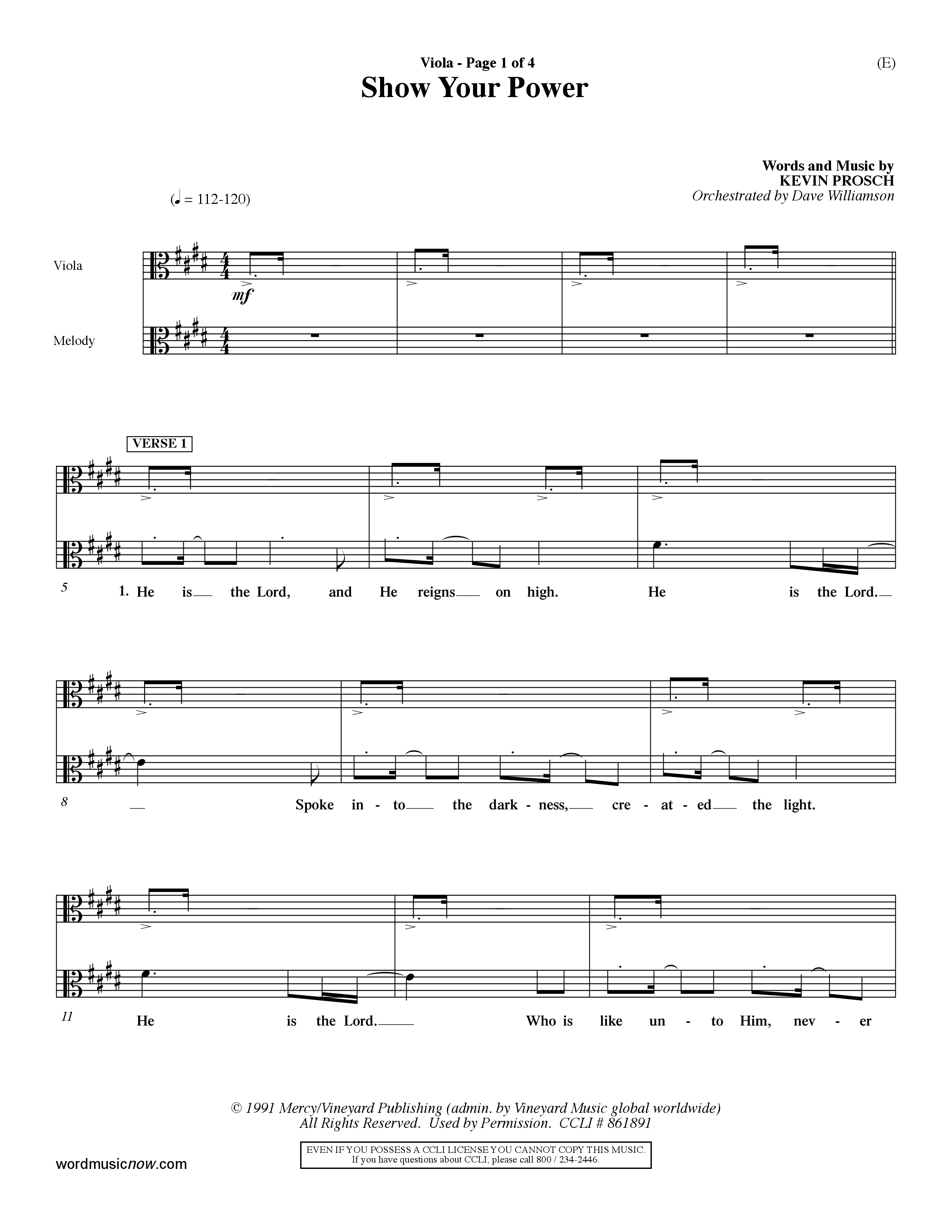 Show Your Power (Choral Anthem SATB) Viola (Word Music Choral / Orch. Dave Williamson)