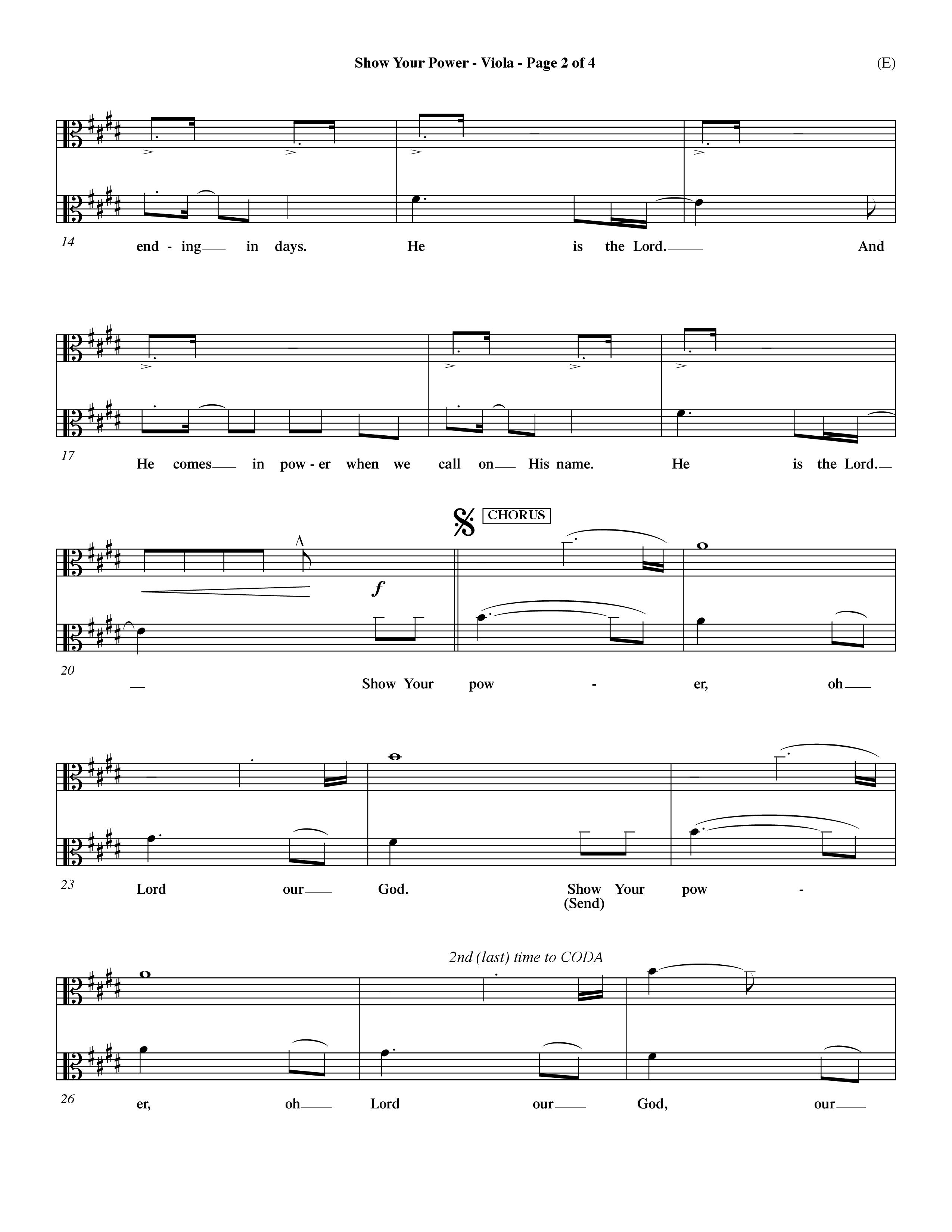 Show Your Power (Choral Anthem SATB) Viola (Word Music Choral / Orch. Dave Williamson)