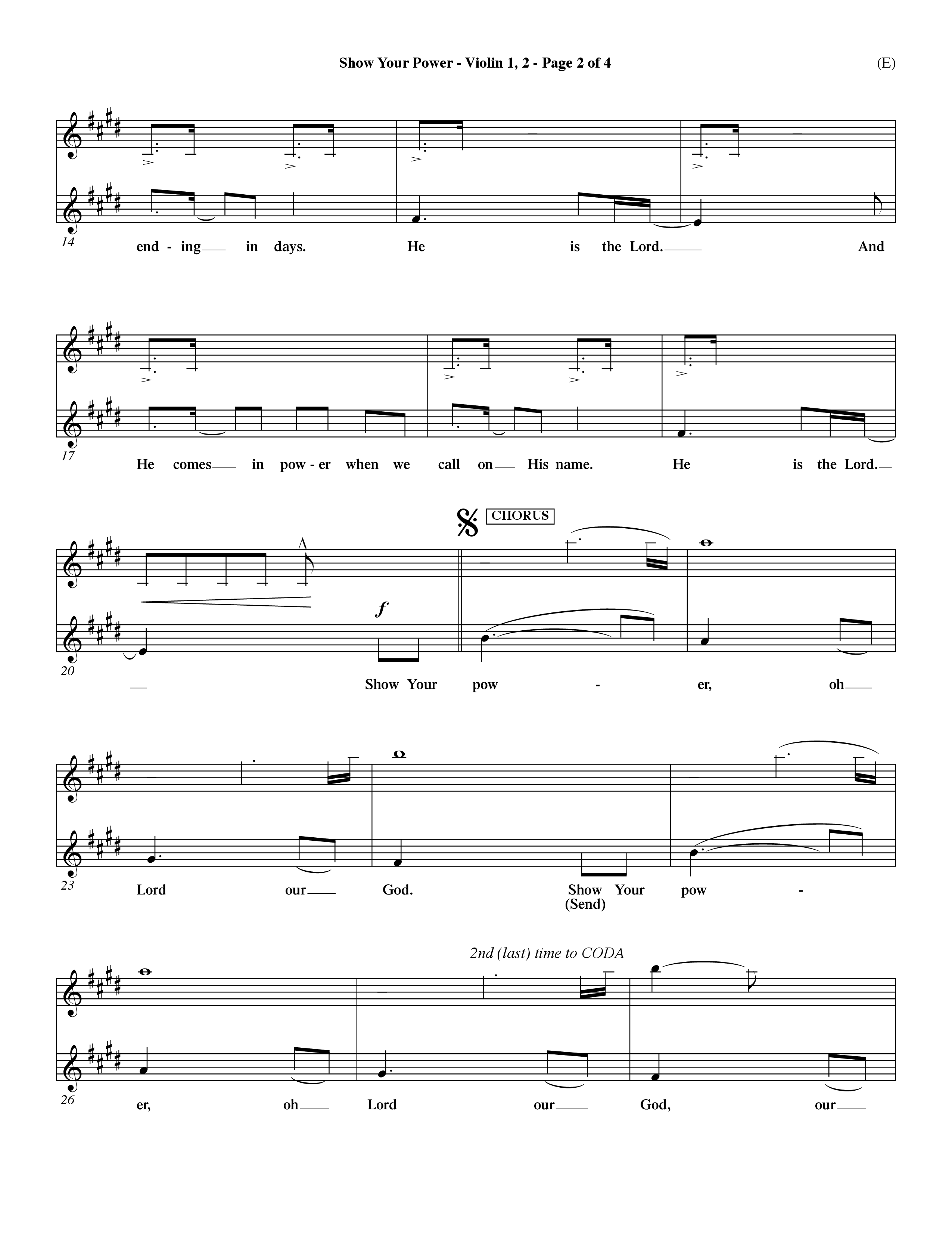 Show Your Power (Choral Anthem SATB) Violin 1/2 (Word Music Choral / Orch. Dave Williamson)