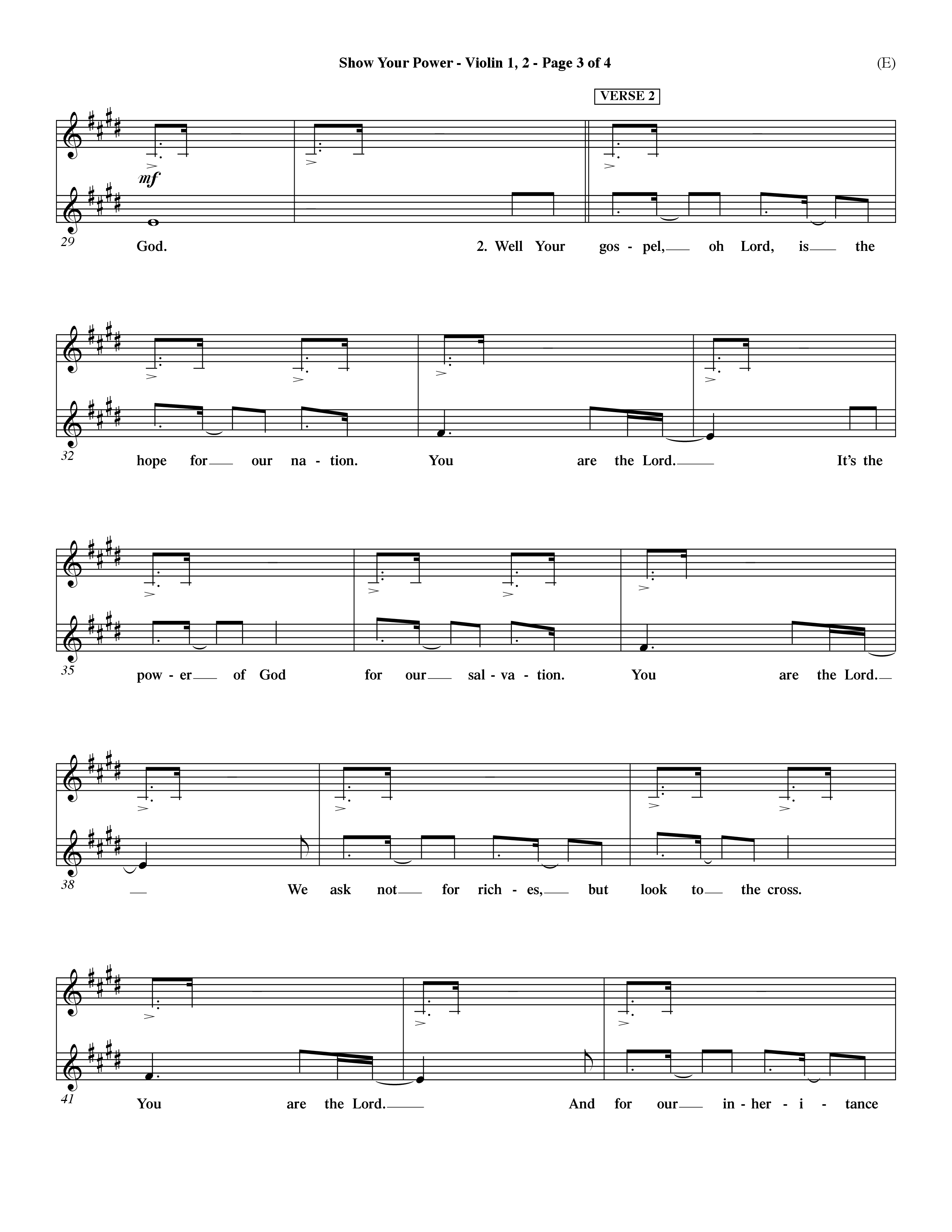 Show Your Power (Choral Anthem SATB) Violin 1/2 (Word Music Choral / Orch. Dave Williamson)