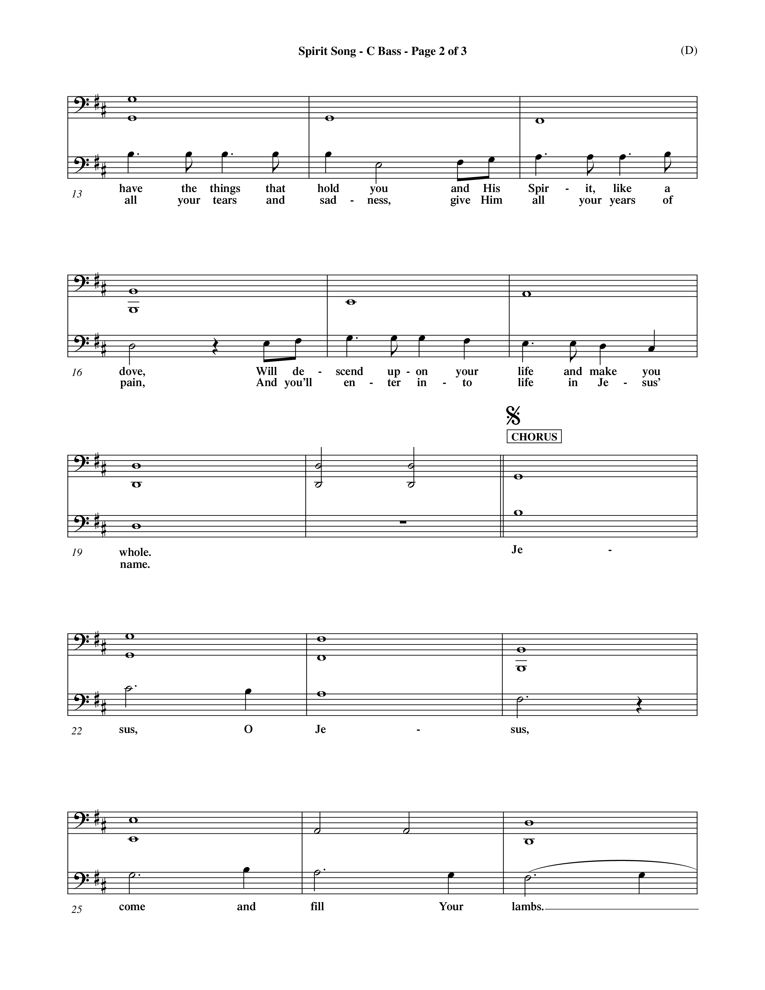Spirit Song (Choral Anthem SATB) Contrabass (Word Music Choral / Orch. David Winkler / Orch. Michael Lawrence / Orch. Andrew High)