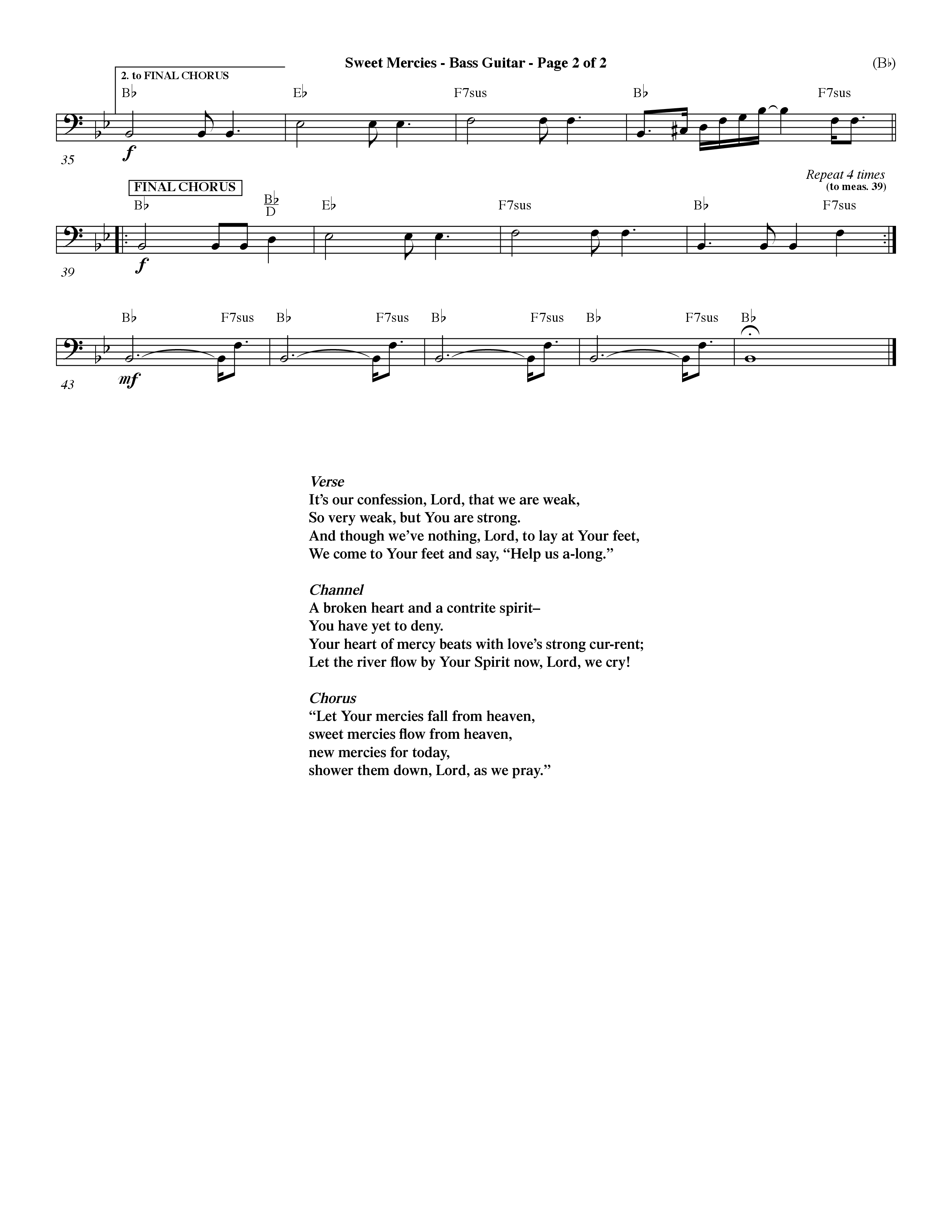 Sweet Mercies (Choral Anthem SATB) Bass Guitar (Word Music Choral / Orch. Dave Williamson)