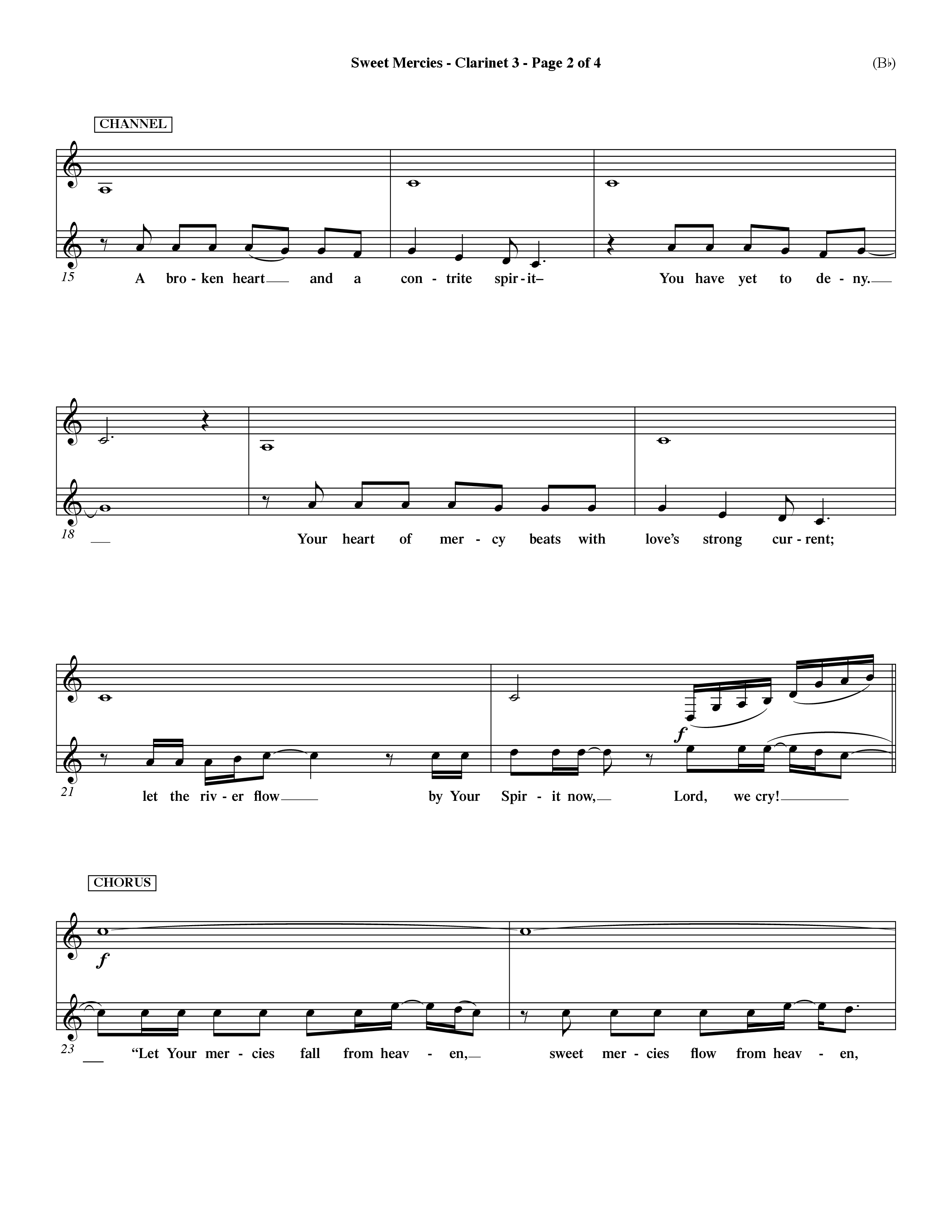 Sweet Mercies (Choral Anthem SATB) Clarinet 3 (Word Music Choral / Orch. Dave Williamson)