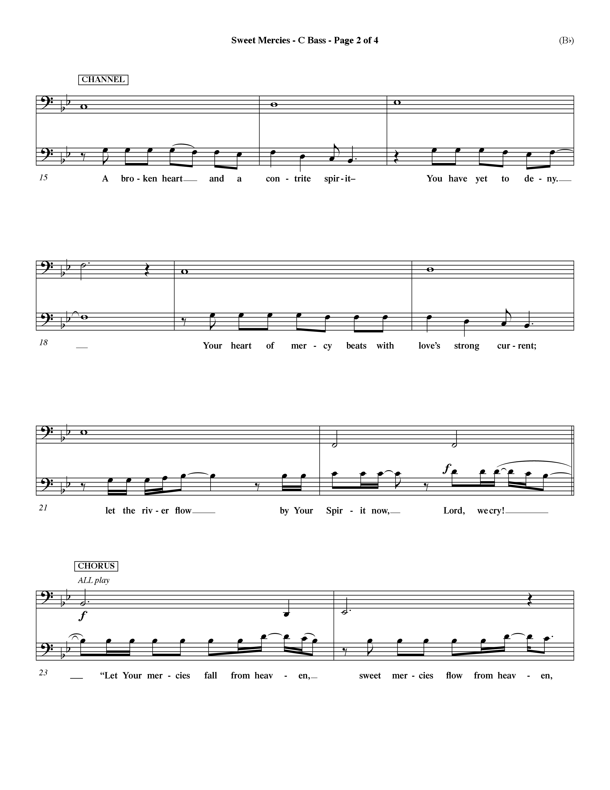 Sweet Mercies (Choral Anthem SATB) Contrabass (Word Music Choral / Orch. Dave Williamson)