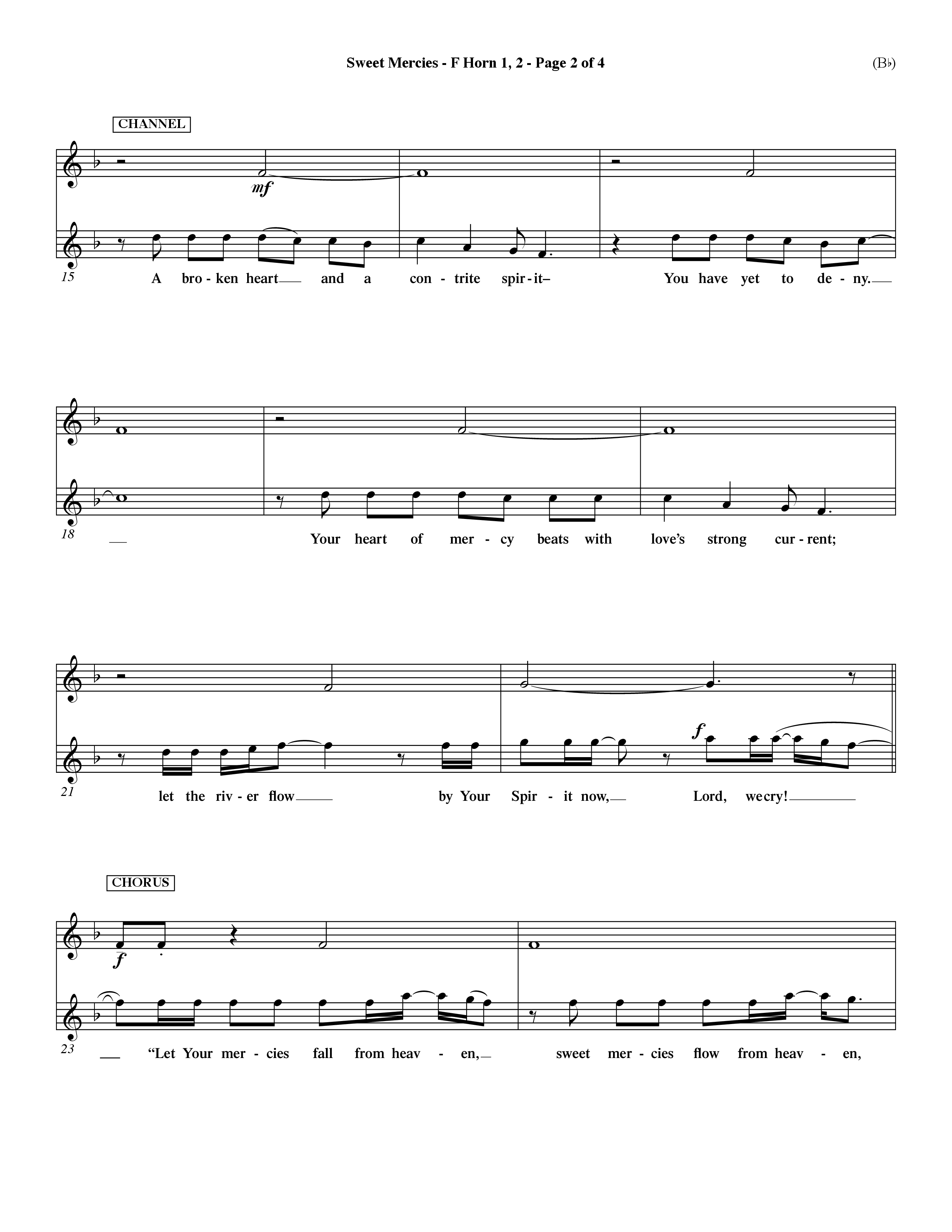 Sweet Mercies (Choral Anthem SATB) French Horn (Word Music Choral / Orch. Dave Williamson)
